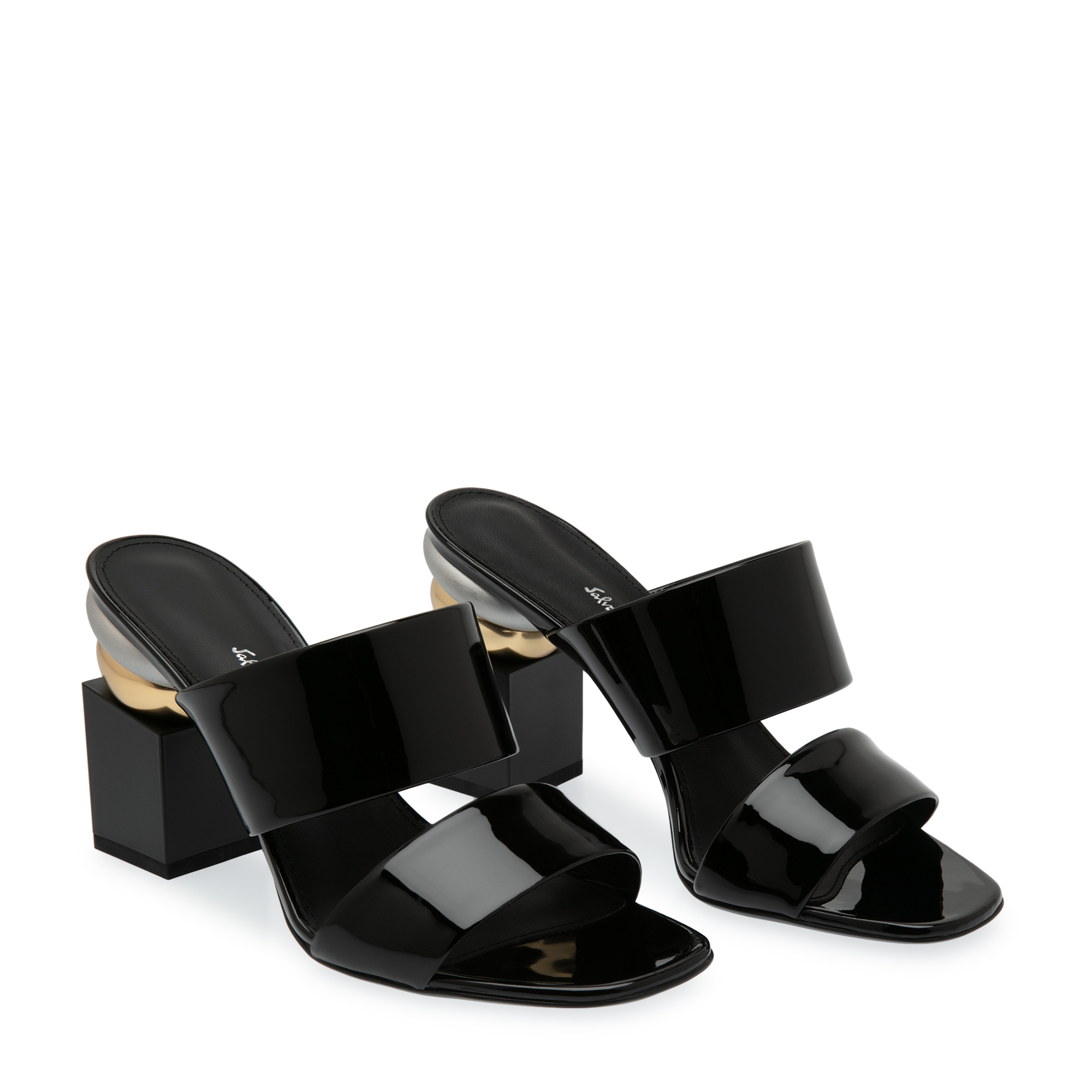 

Sculptured heel mules, Black