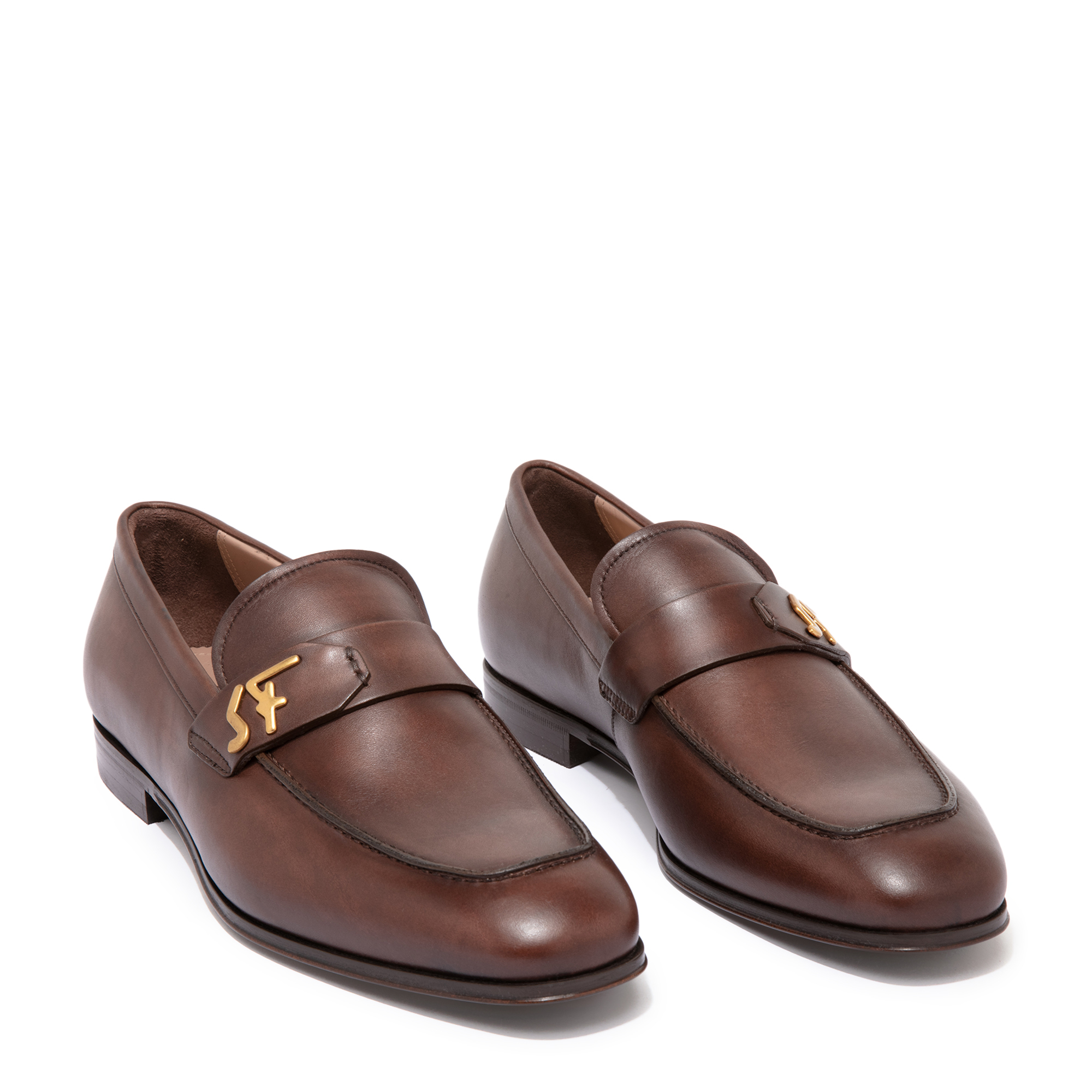 

Signature leather loafers, Brown