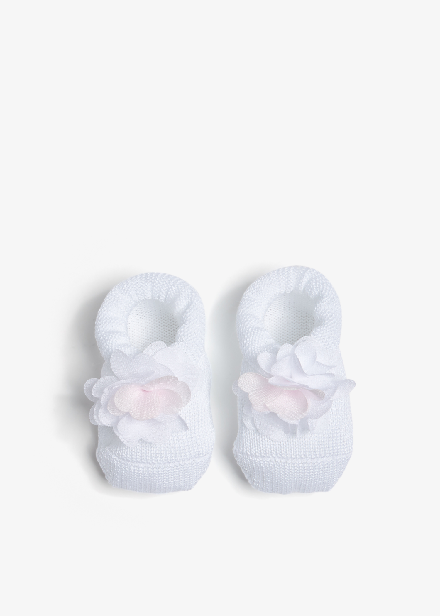 

Flower cotton booties, White