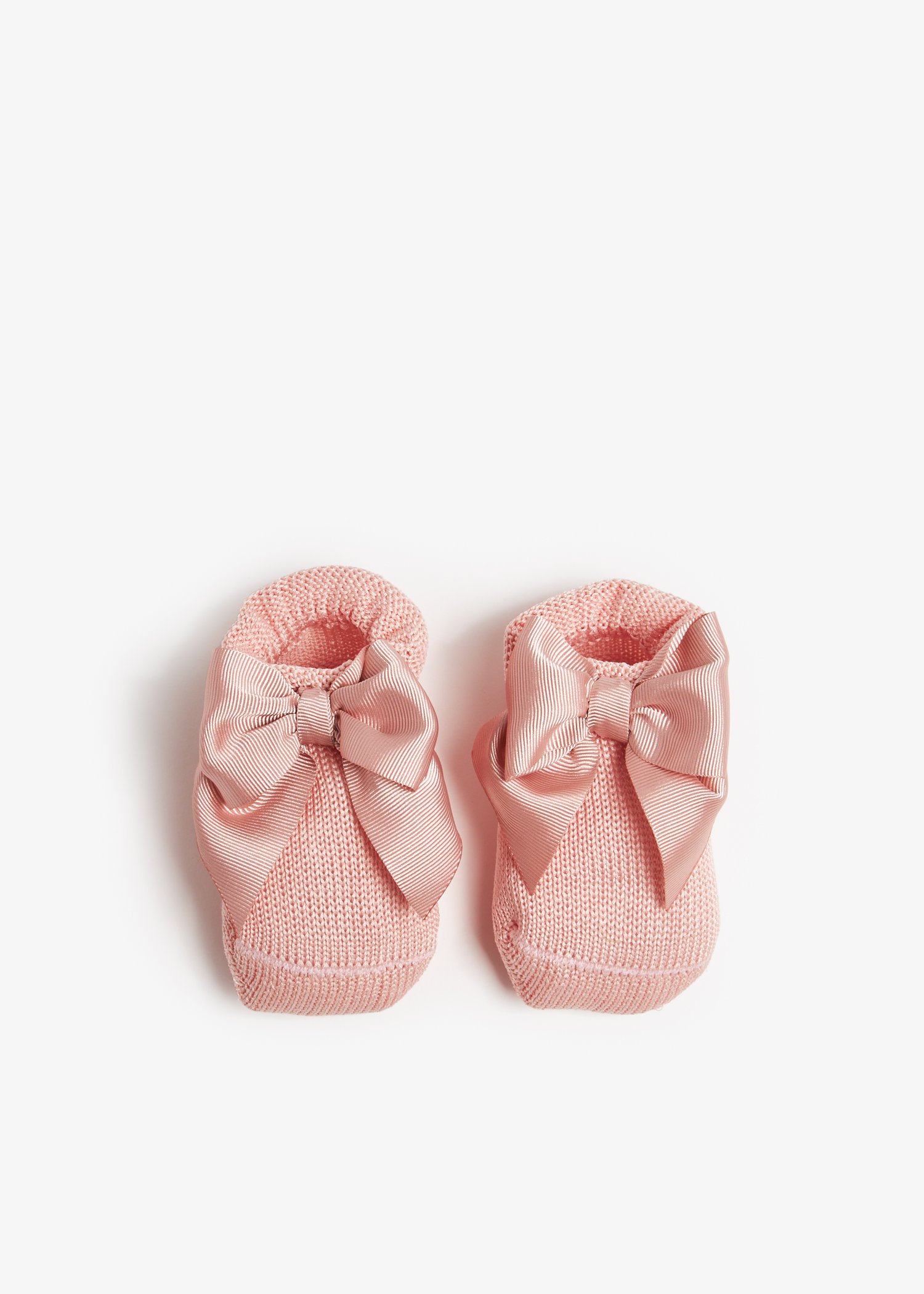 

Grosgrain bow cotton booties, Pink