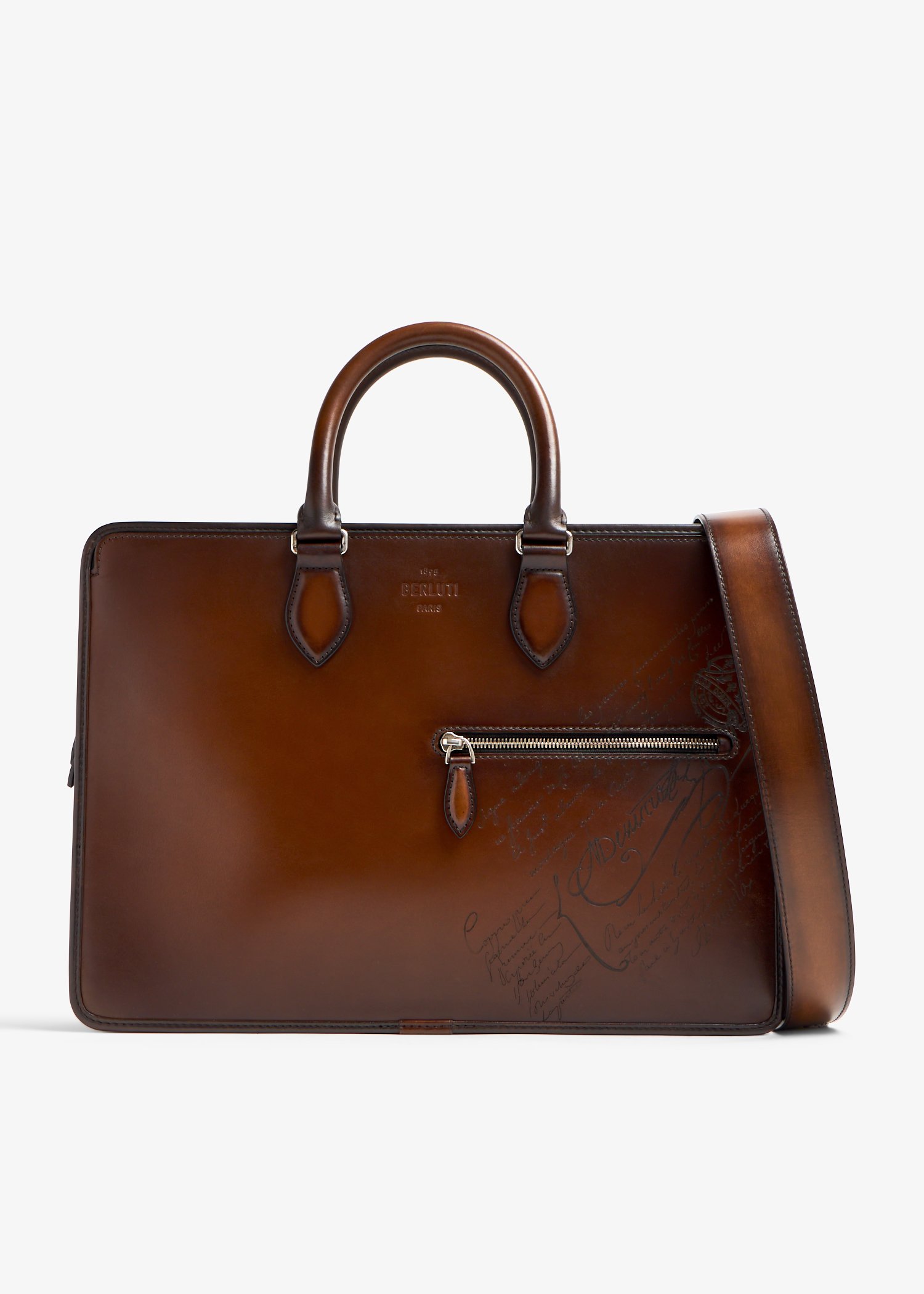 

Un Jour Scritto leather briefcase, Brown