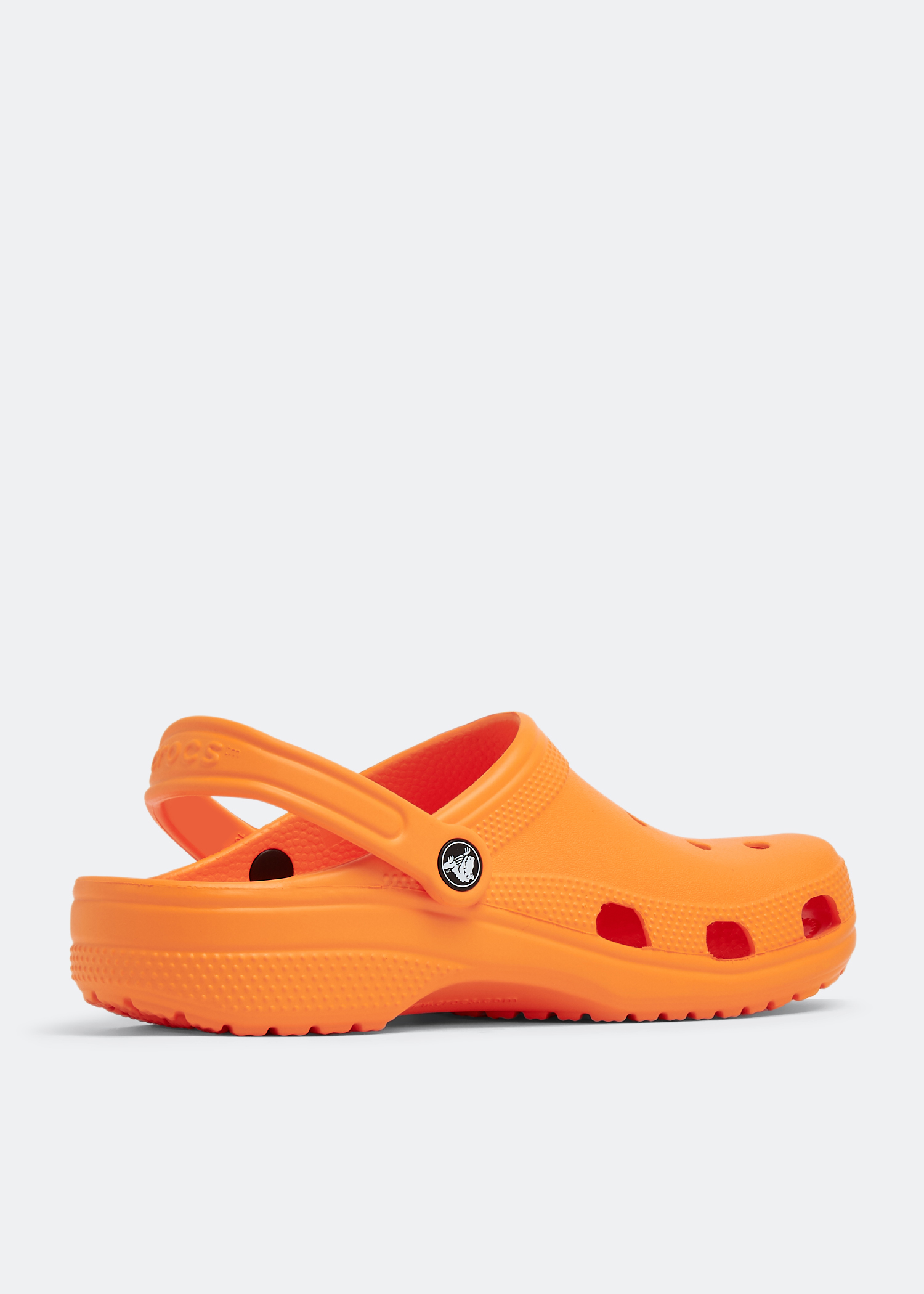 Orange crocs shop with fur