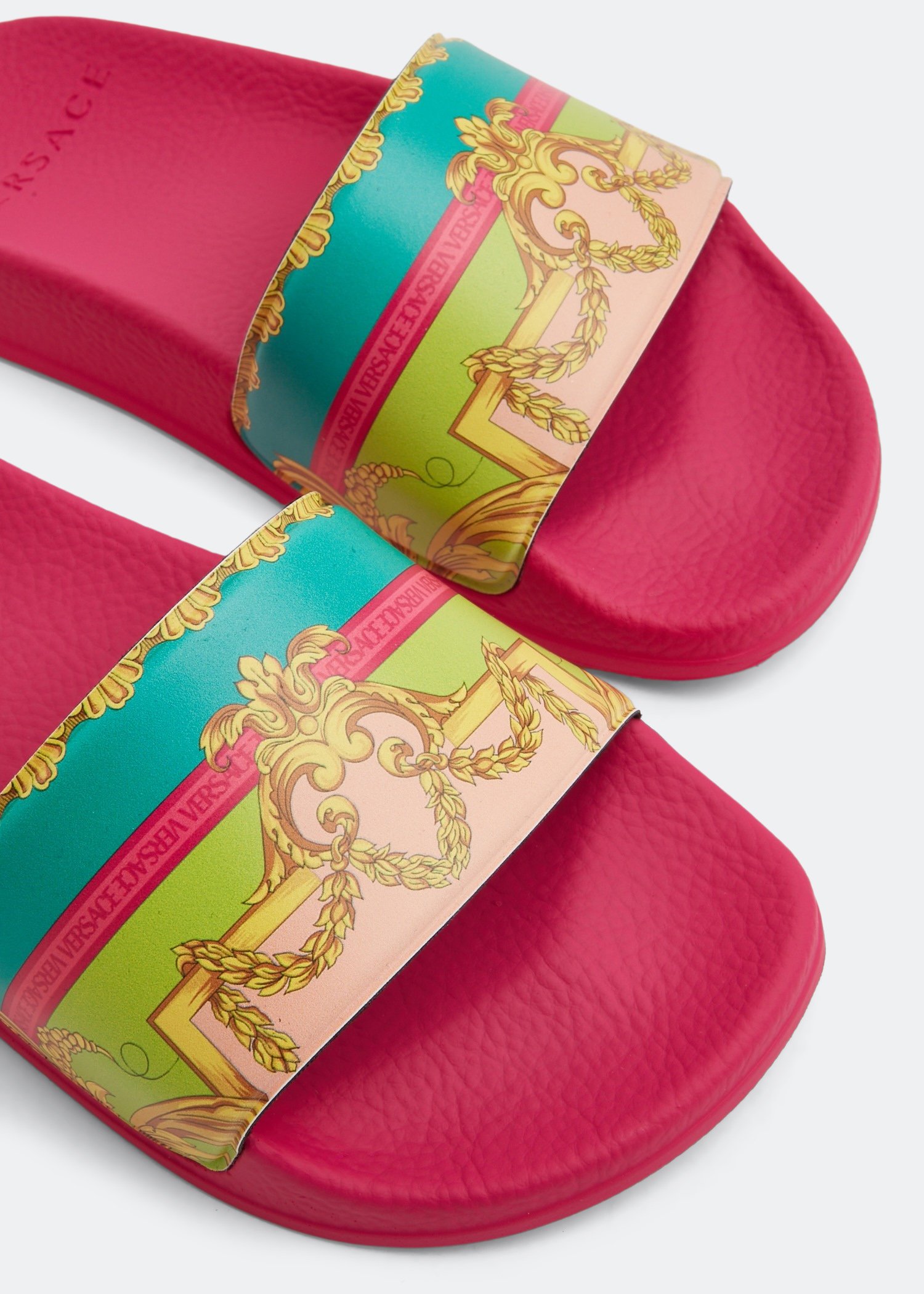 Versace Barocco Goddess slides for Girl Pink in UAE Level Shoes