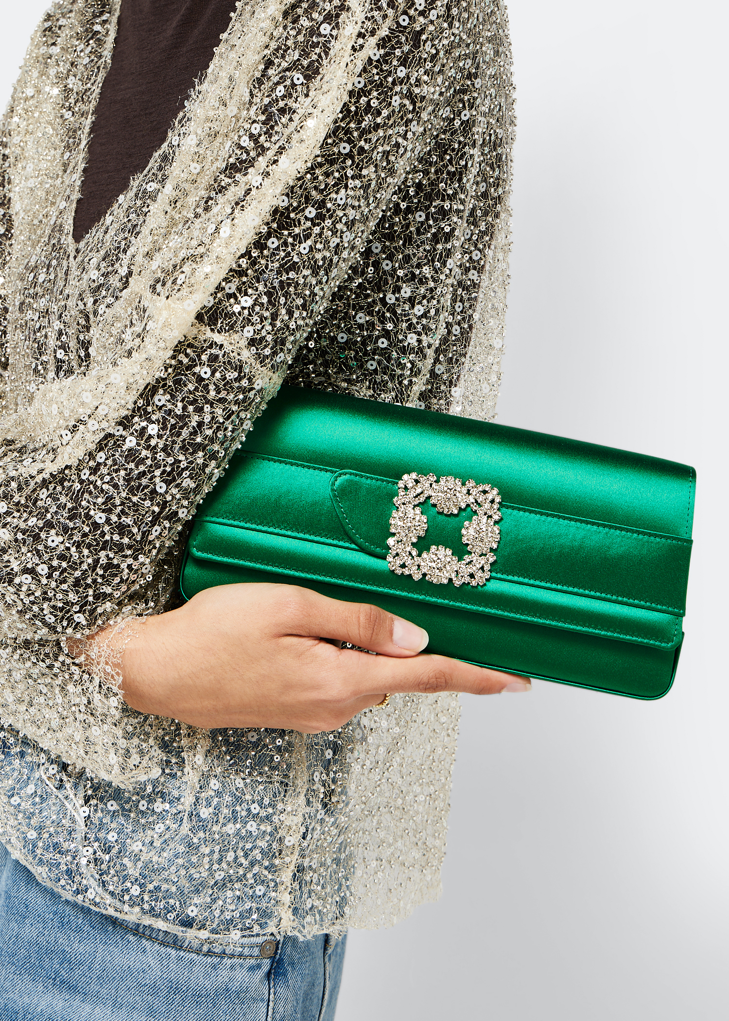 

Gothisi satin clutch, Green