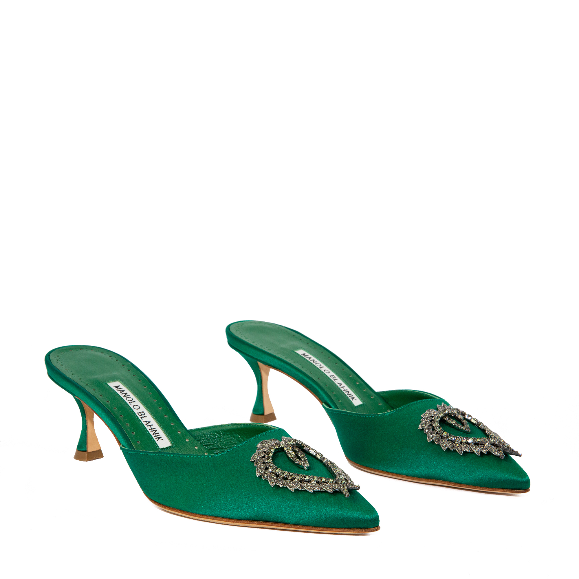 

Dream satin mules, Green