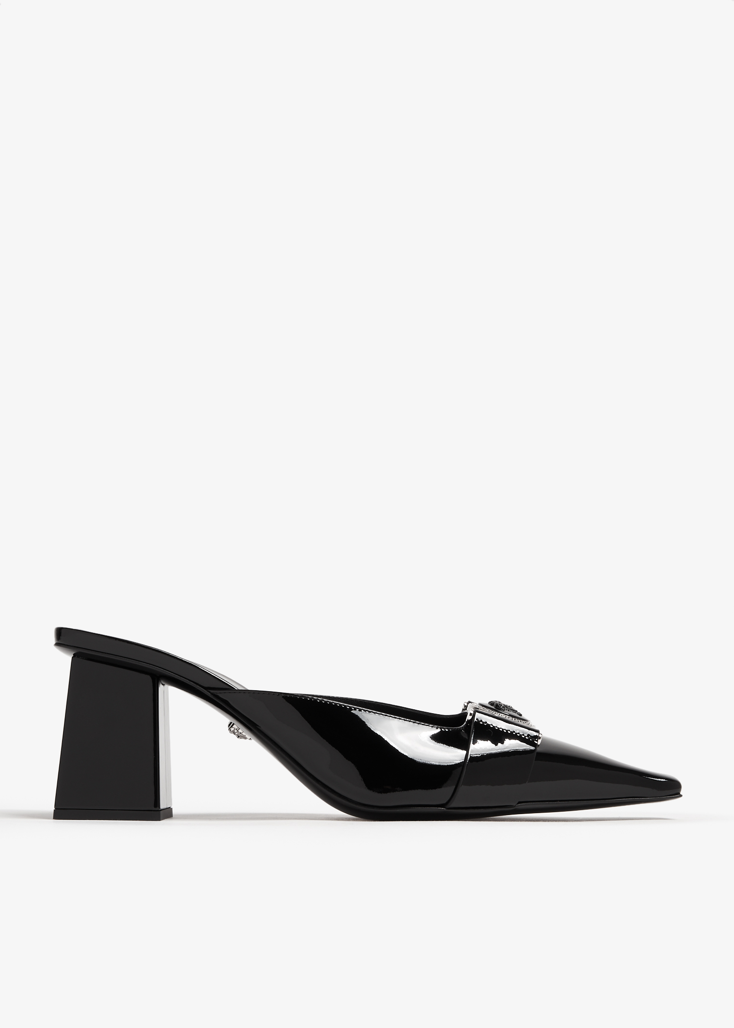 

Medusa buckle mid mules, Black