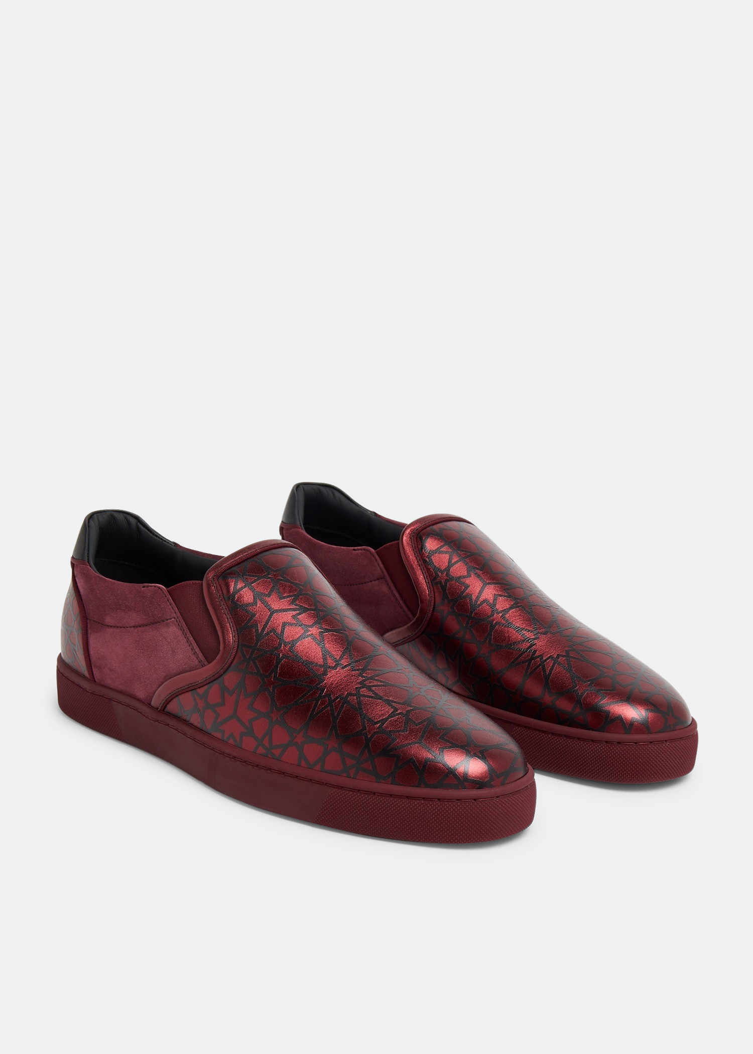 Red leather sale slip on sneakers