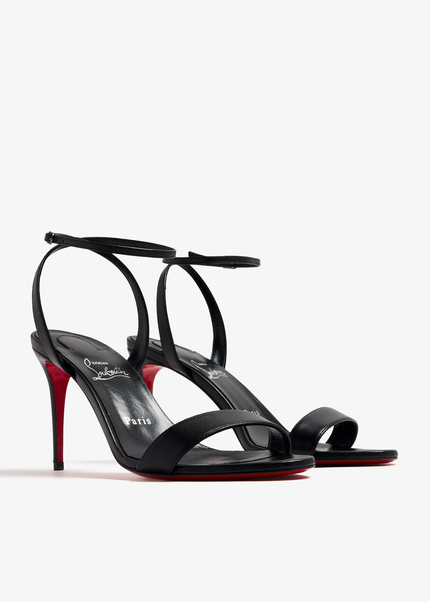 Christian Louboutin Black Leather Tournikouna Plexi-Heel Ankle Strap Sandals  Size 40 Christian Louboutin | TLC