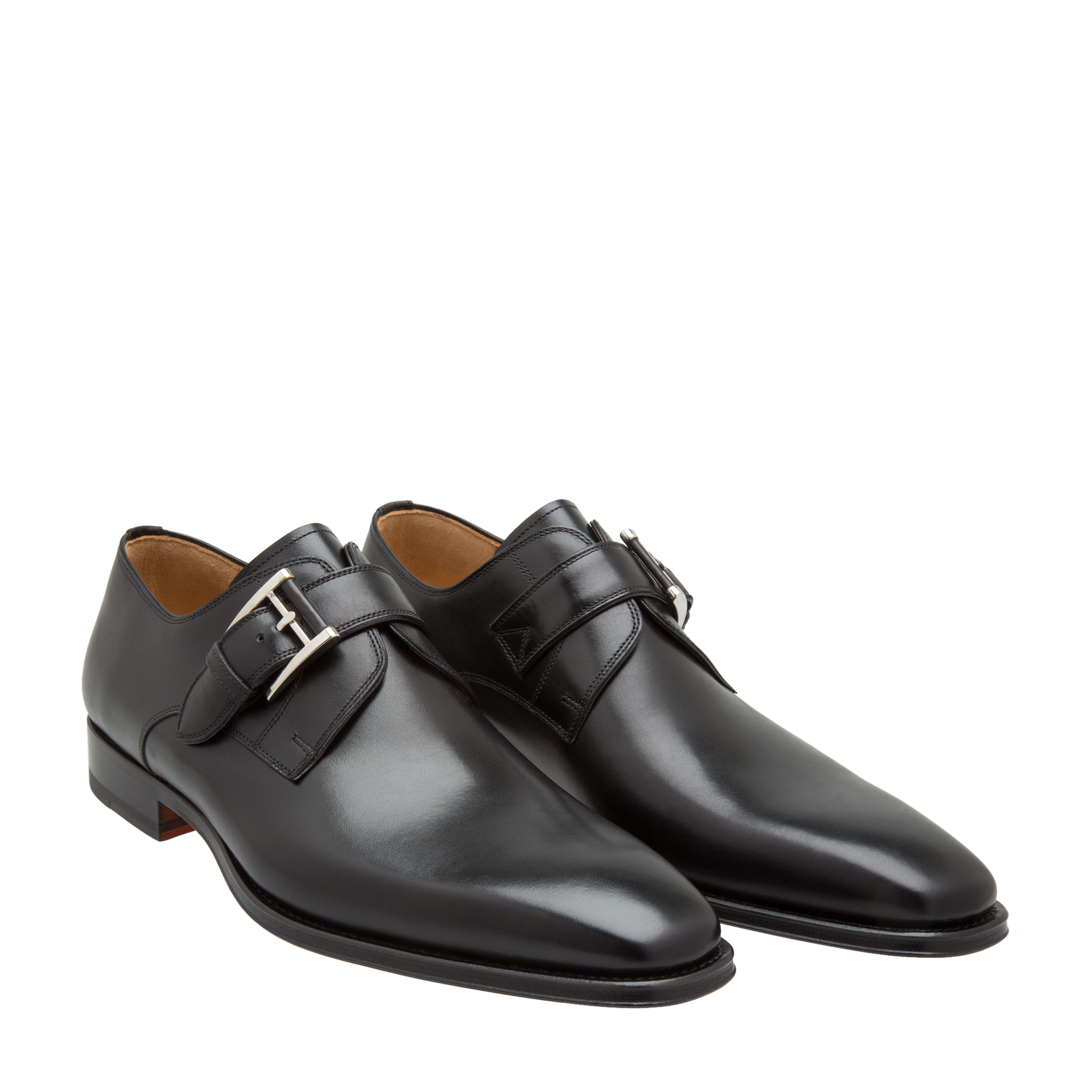 

Leather monk-strap shoes, Black