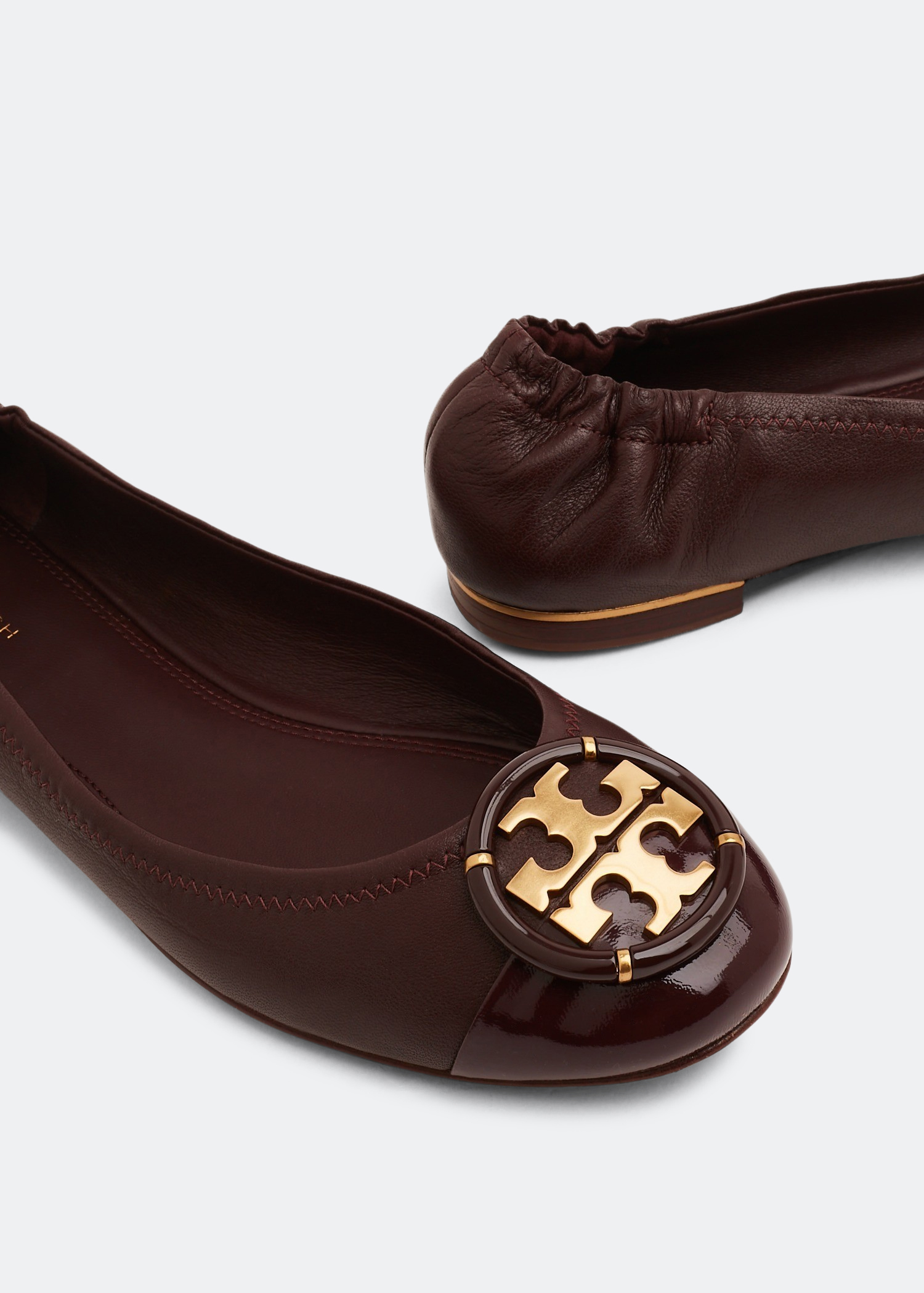 Tory Burch Multi logo cap-toe ballet shoes for Women - Burgundy in 