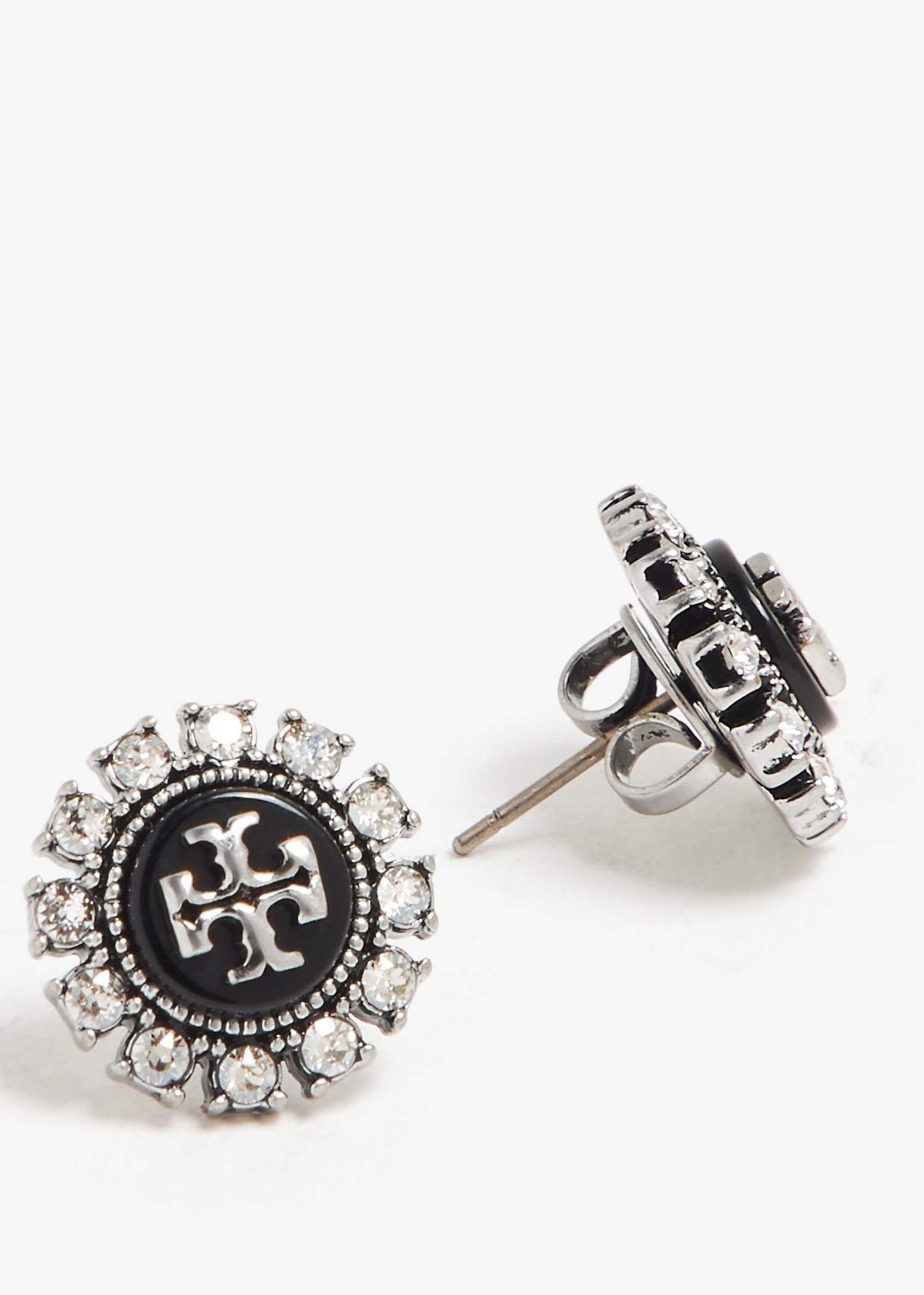 Tory burch crystal on sale logo stud earrings