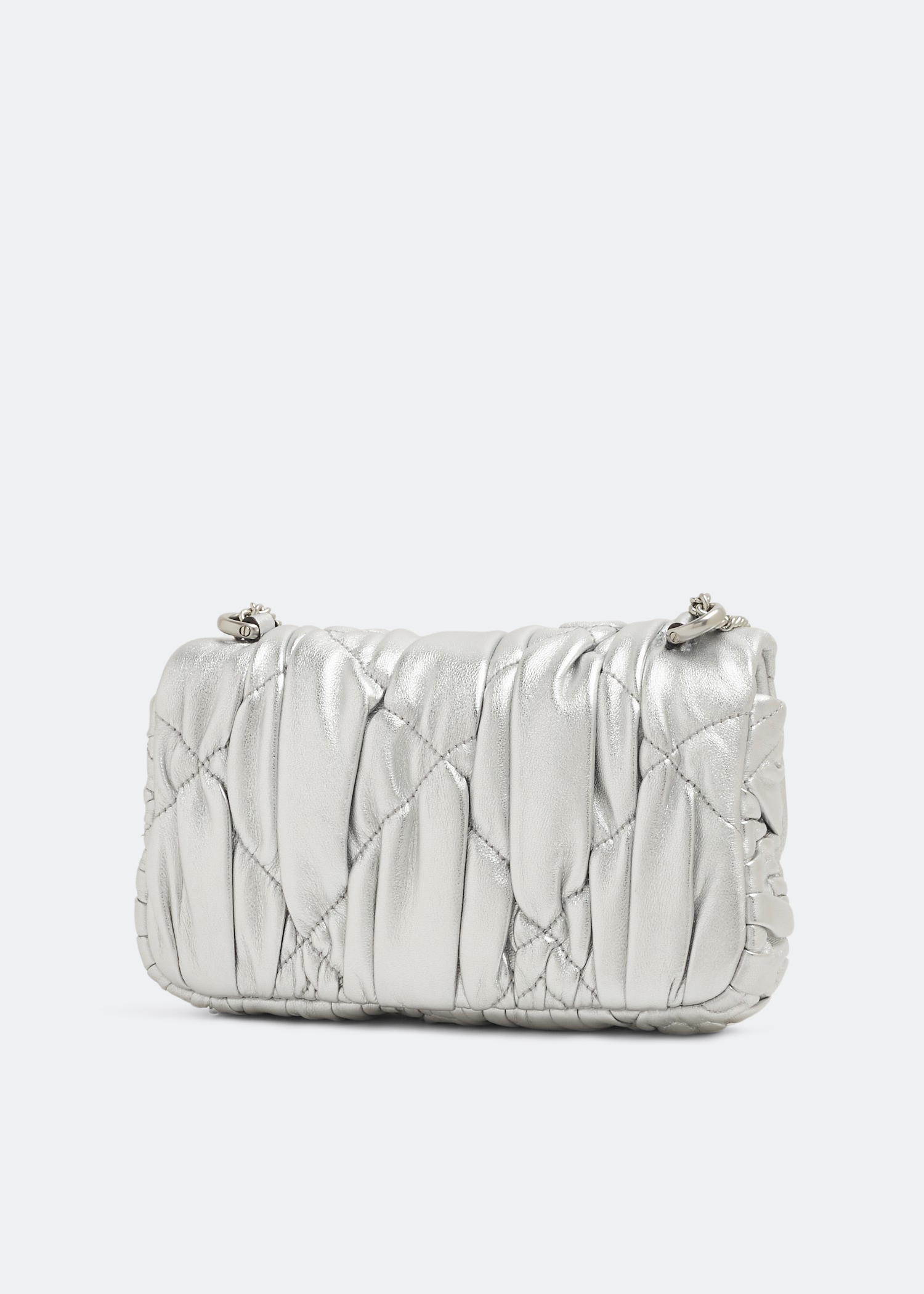 Tory Burch Kira mini diamond-ruched flap bag for Women - Silver in