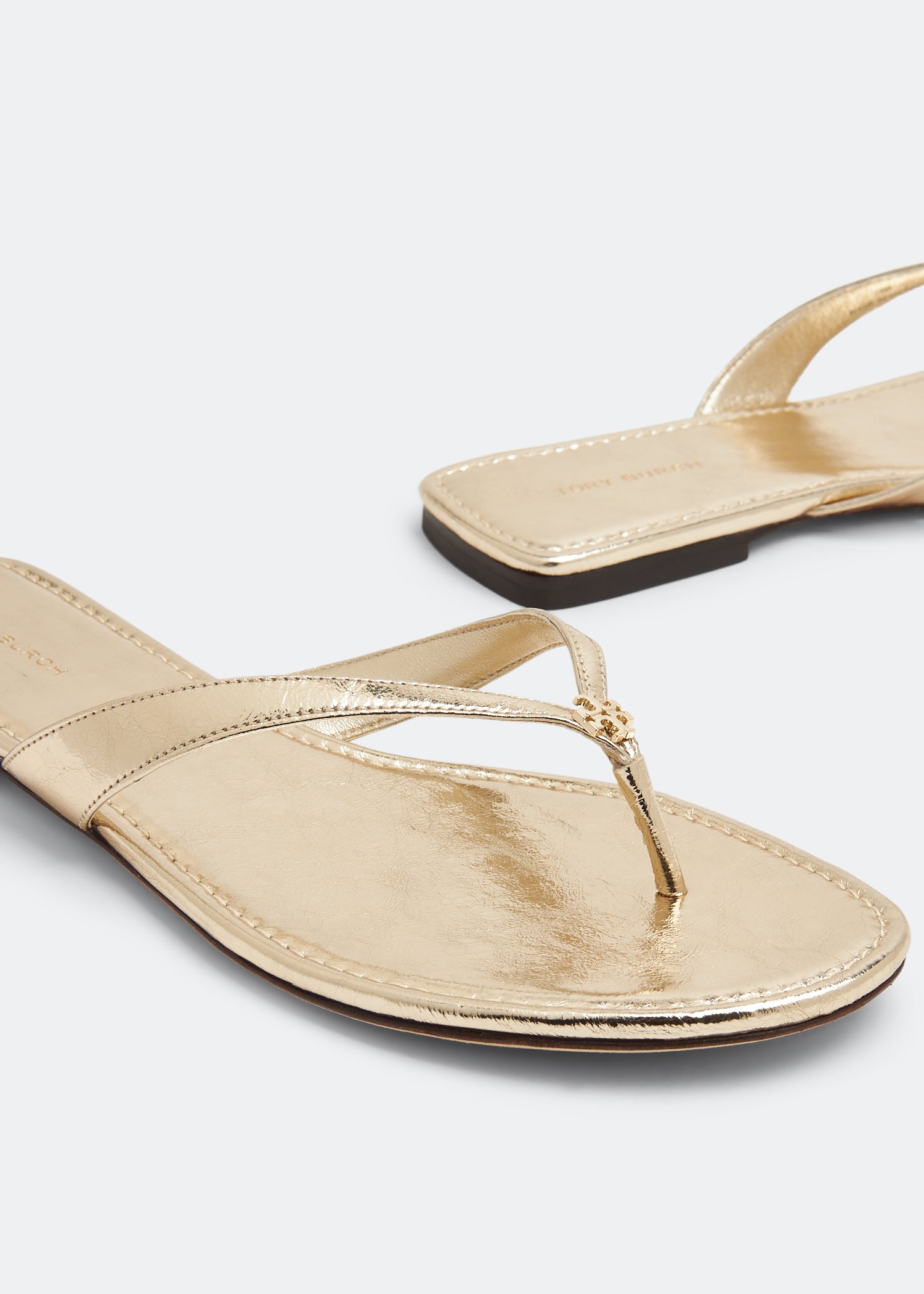 Tory Burch Simple Logo flip flops for Women Gold in UAE Level