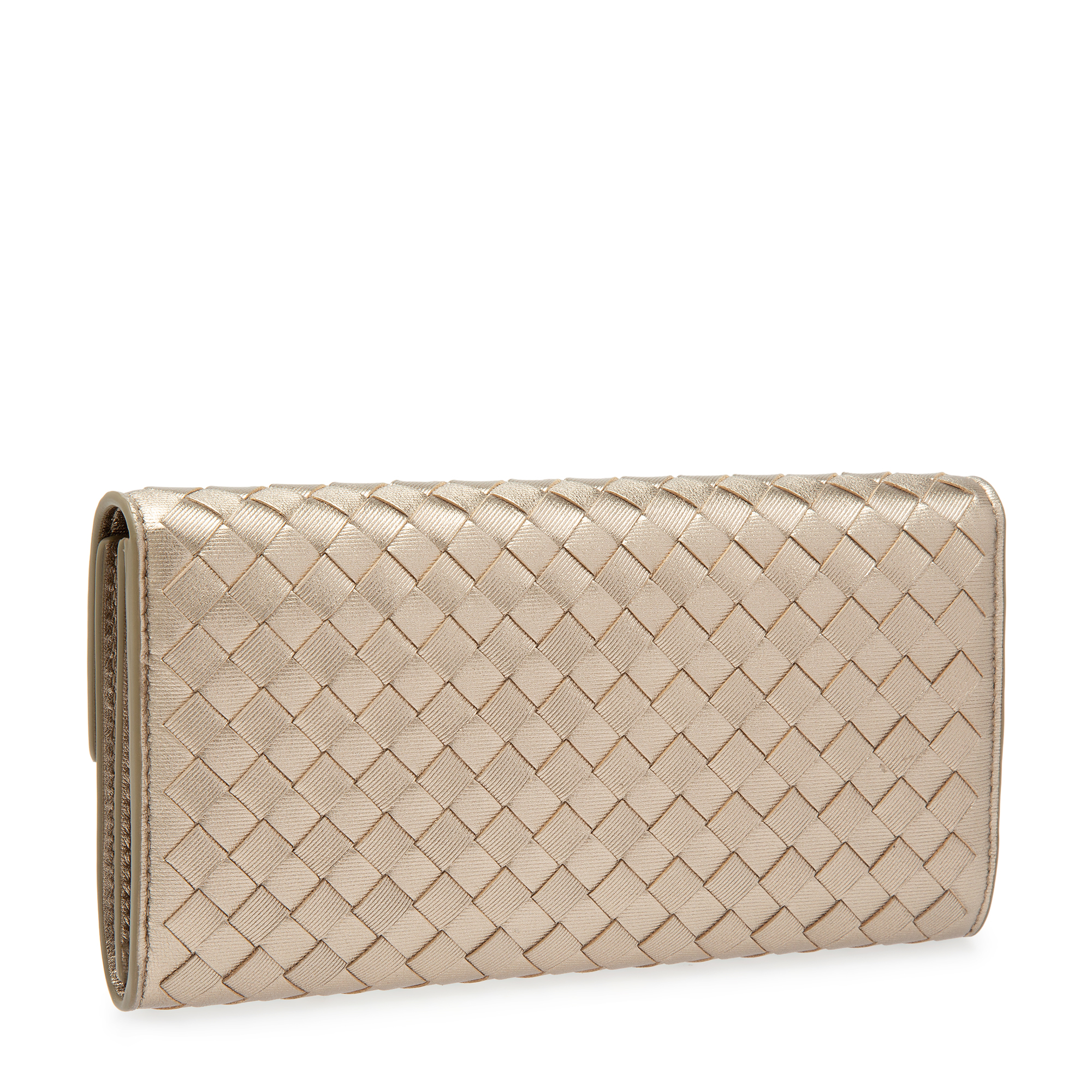 

Intrecciato continental wallet, Gold