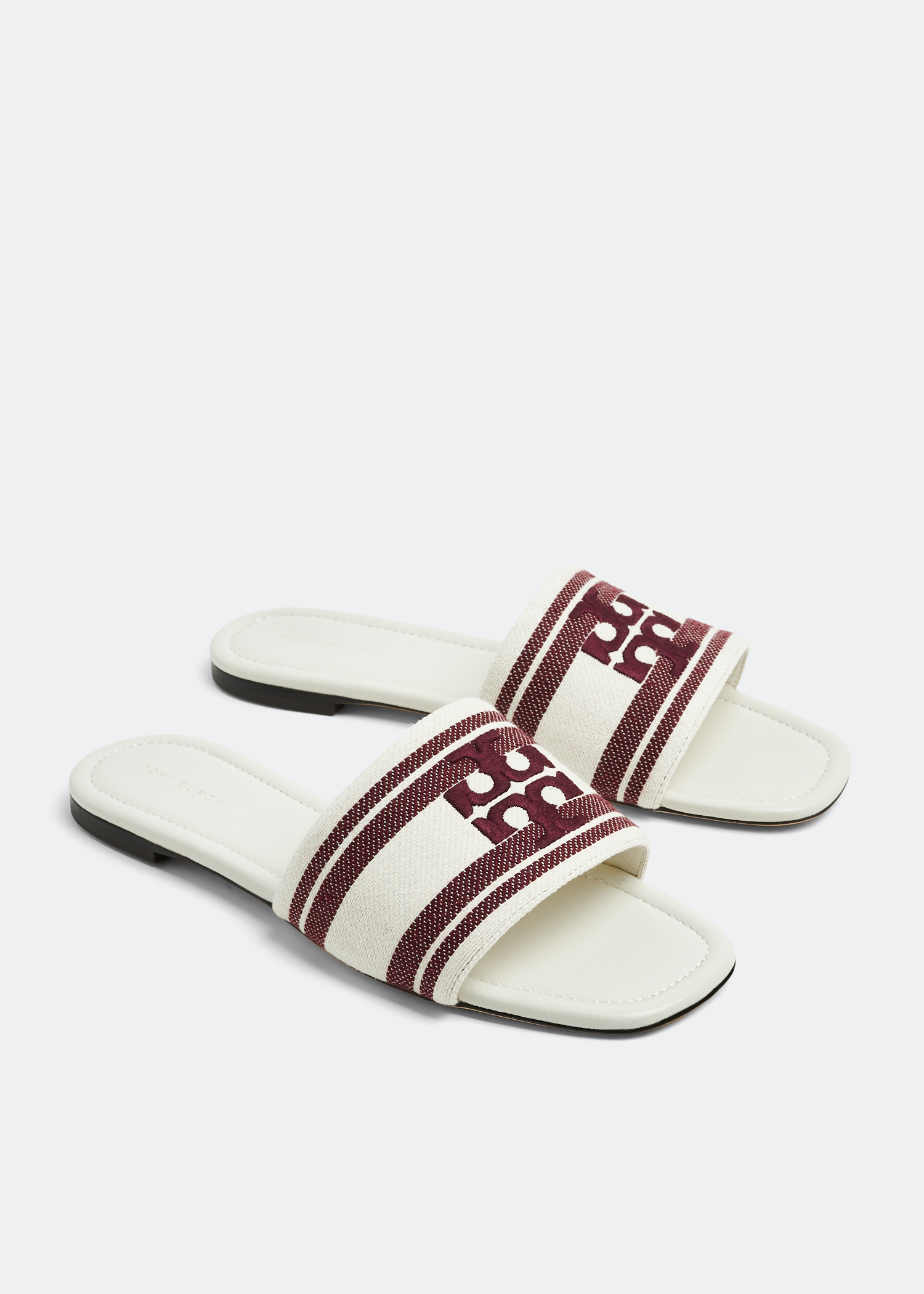 Tory Burch Double T slides for Women - White in Bahrain | Level Shoes