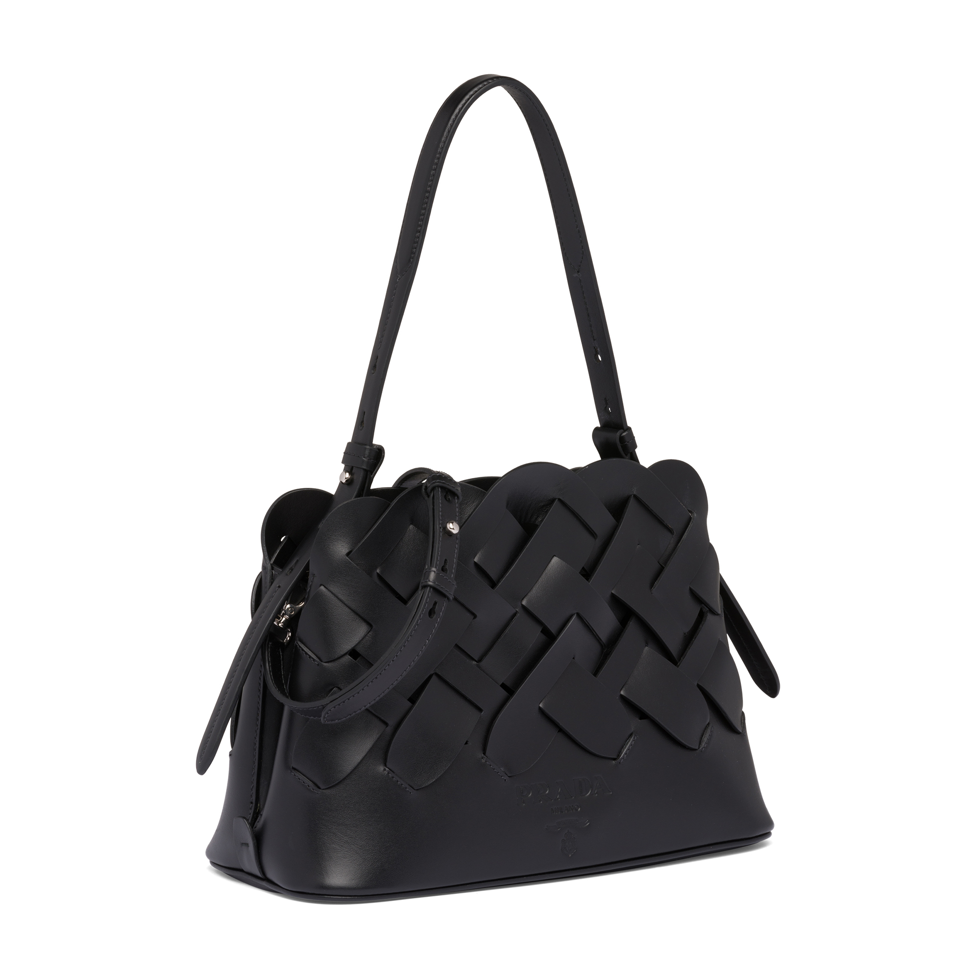 

Woven leather handbag, Black