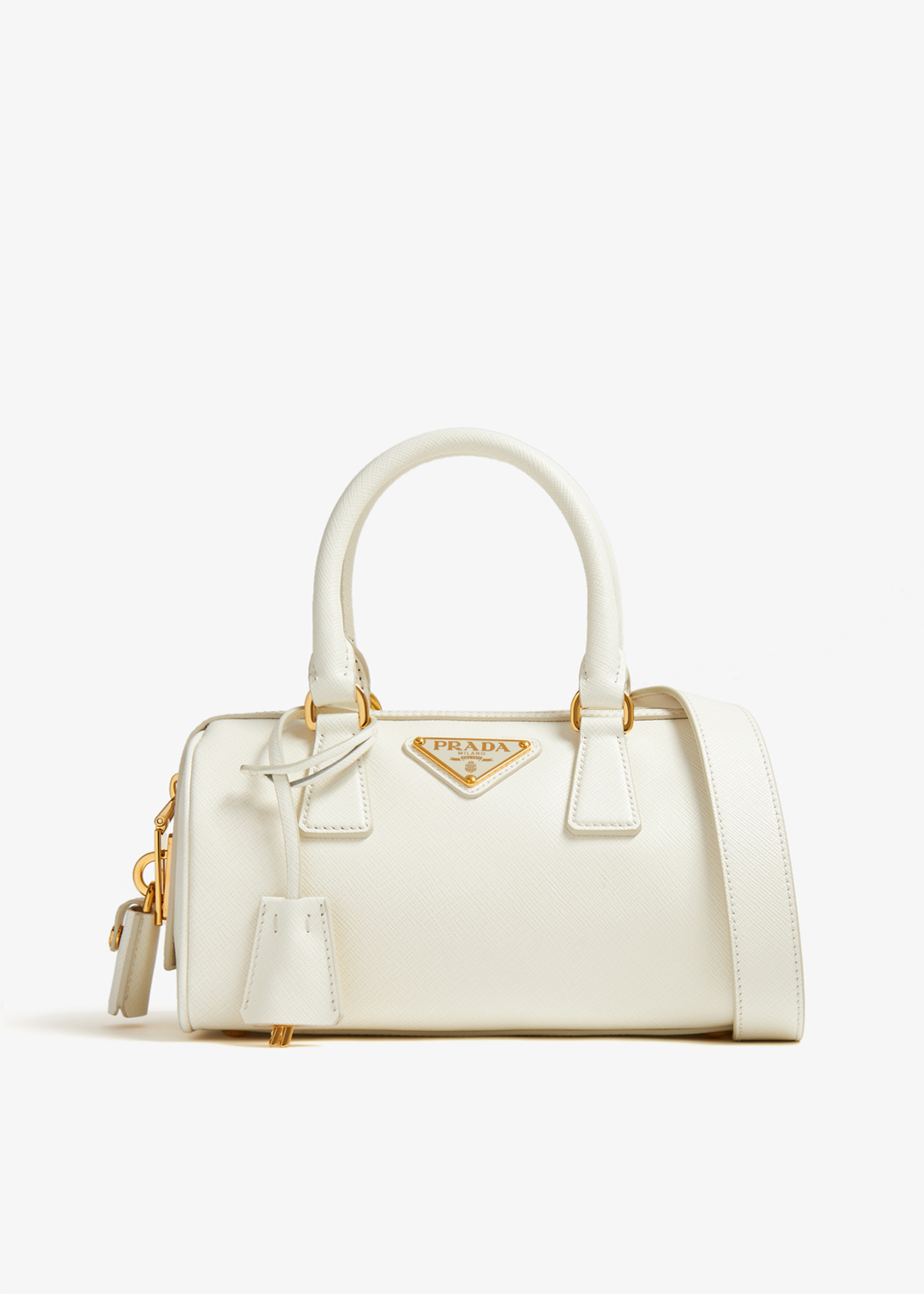 

Saffiano leather top-handle bag, White