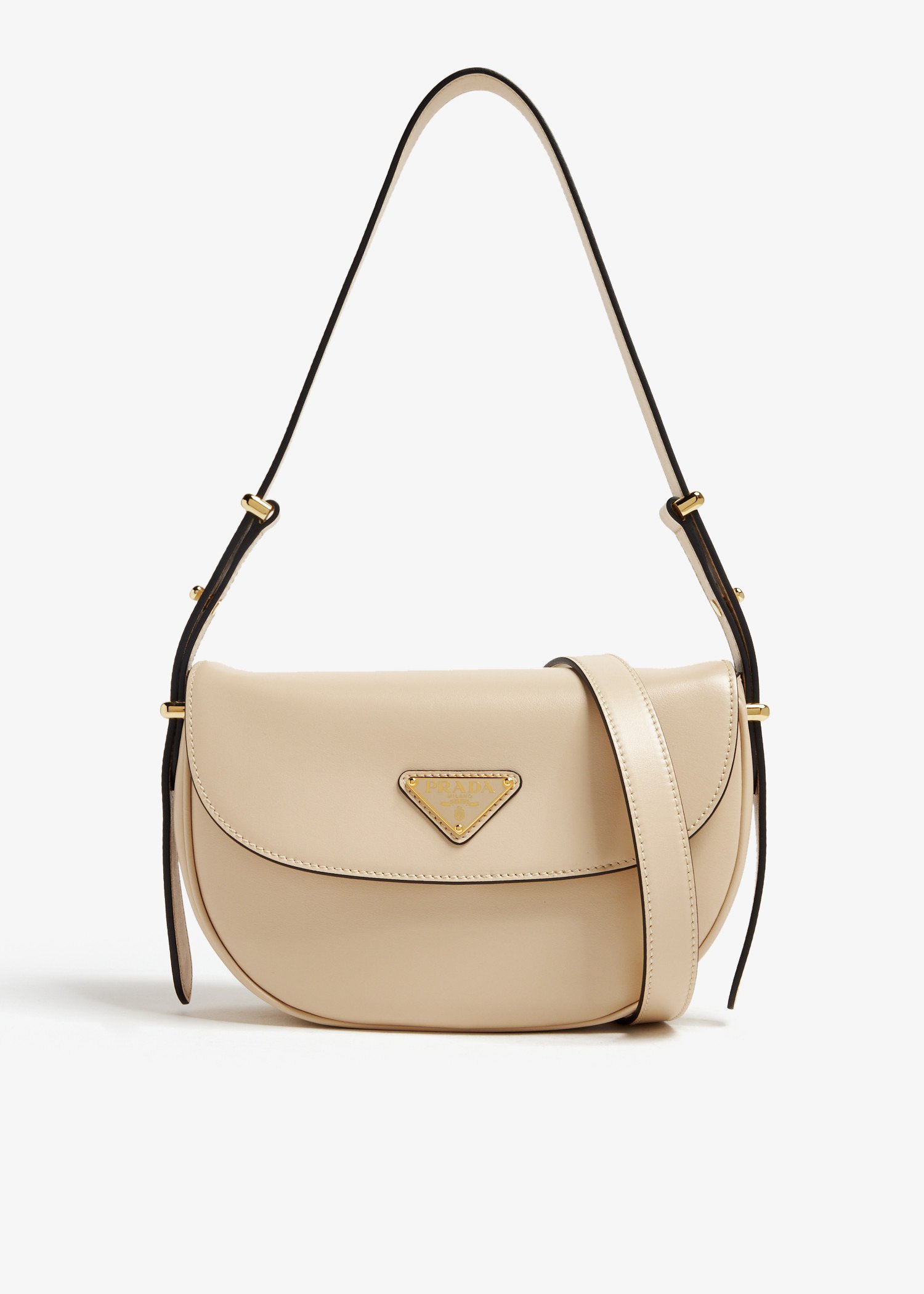 

Arqué leather flap shoulder bag, Beige