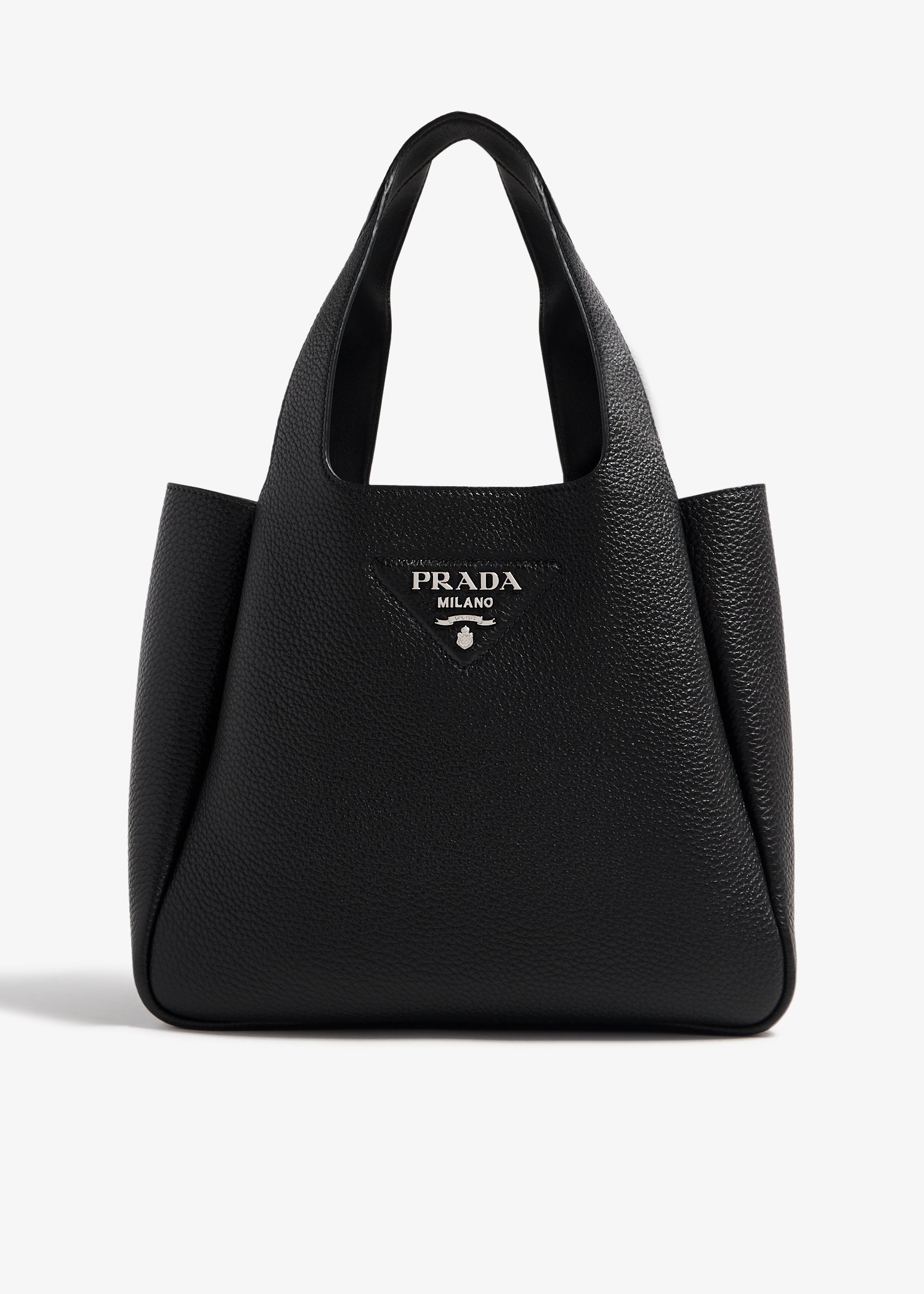 

Medium leather tote bag, Black