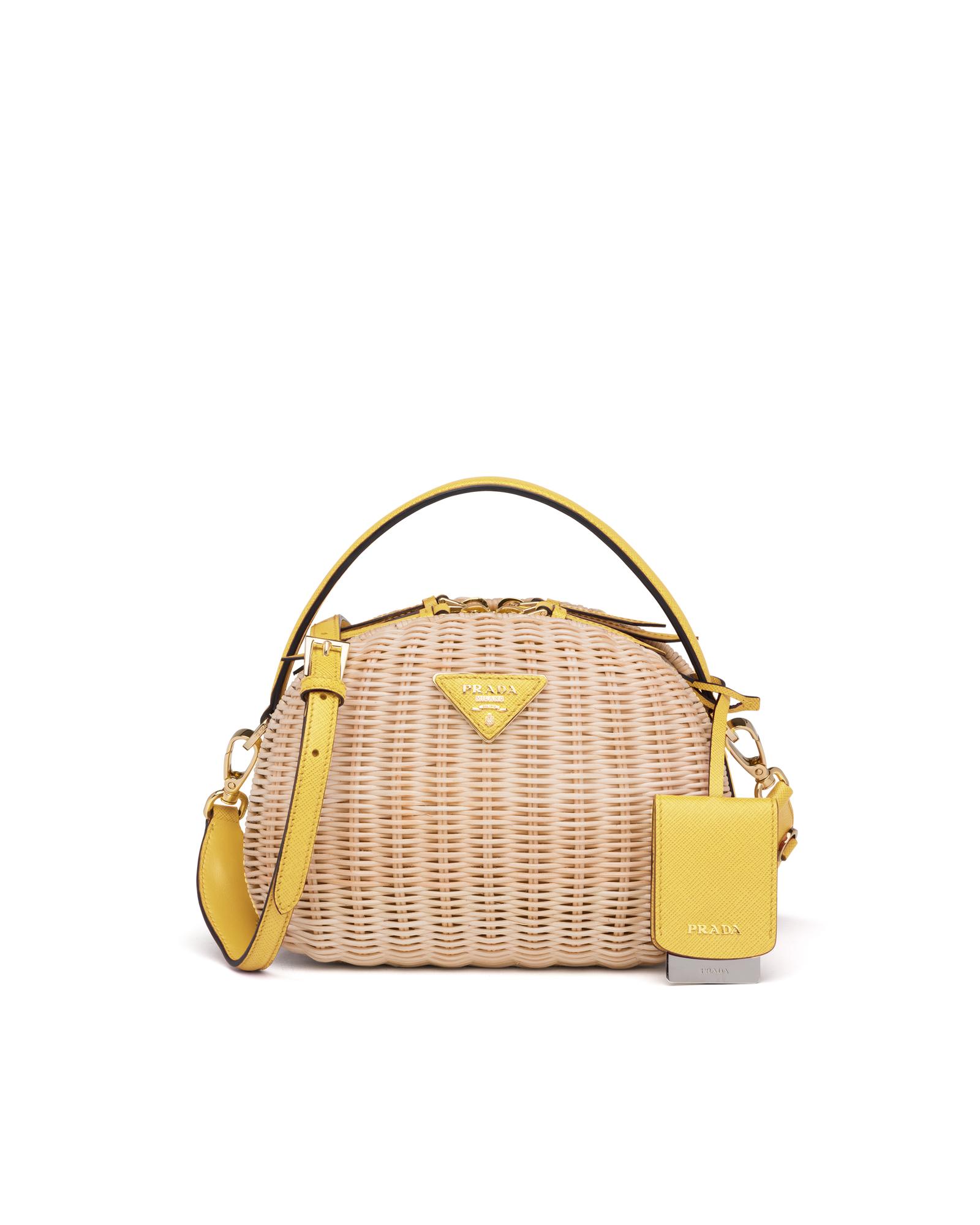 

Raffia top-handle bag, Yellow