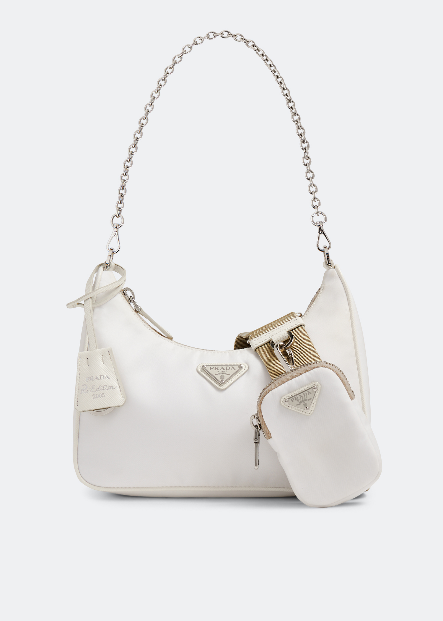 Prada ` Re-edition 2005` Saffiano Leather Bag in White
