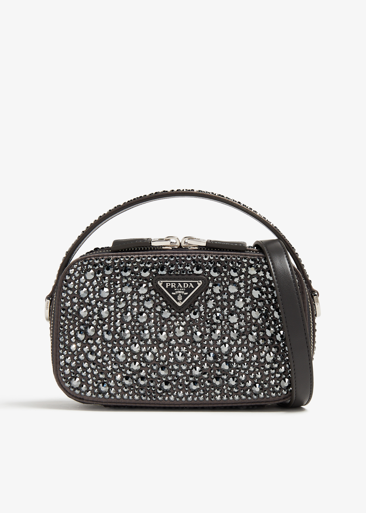 

Embellished satin mini-pouch, Grey