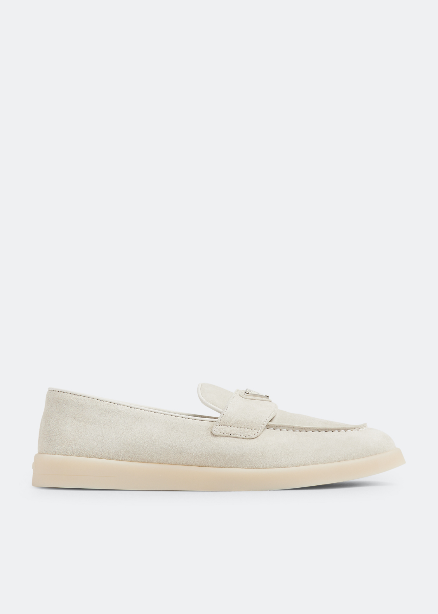 

Suede leather loafers, White