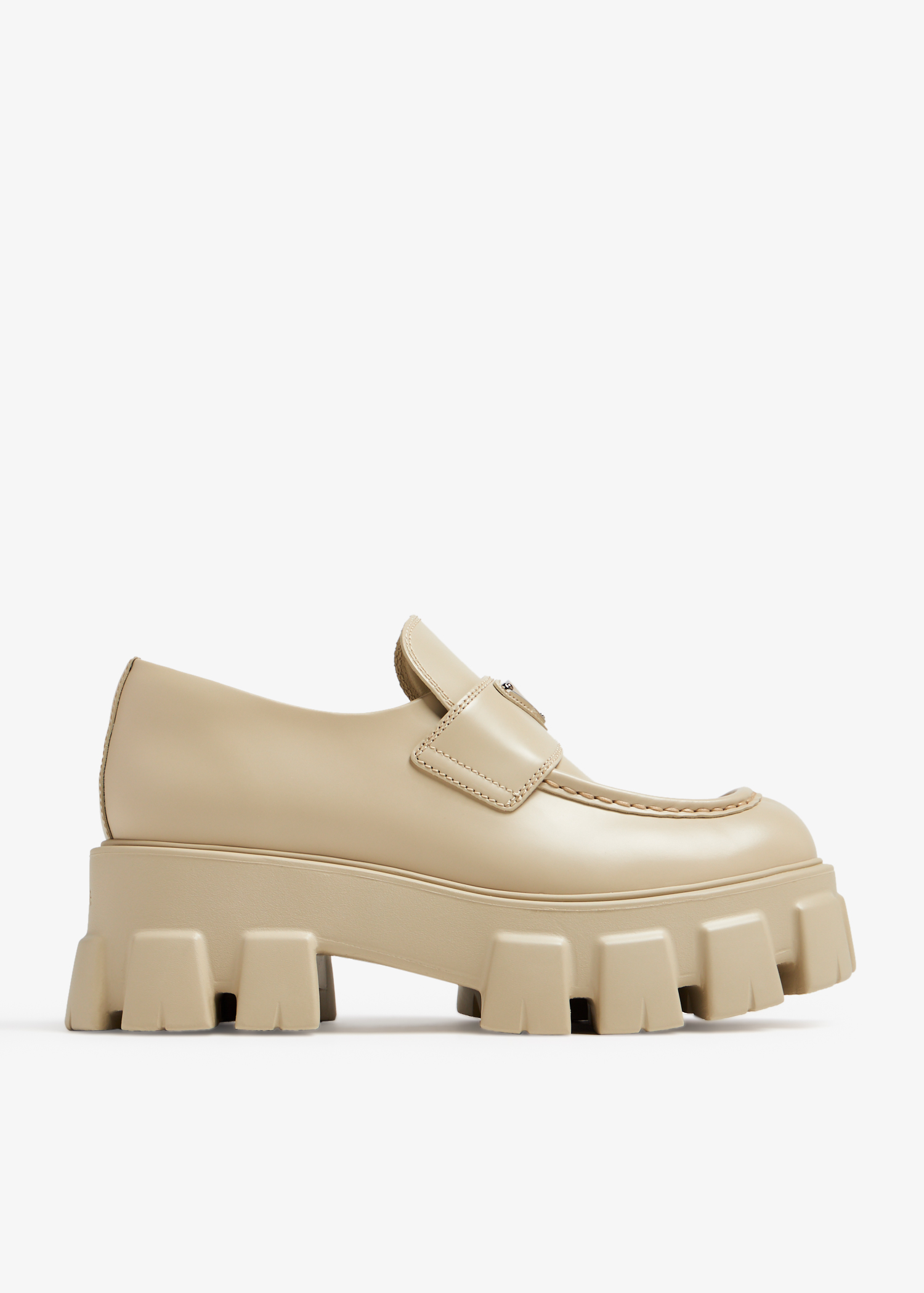 

Brushed leather Monolith loafers, Beige