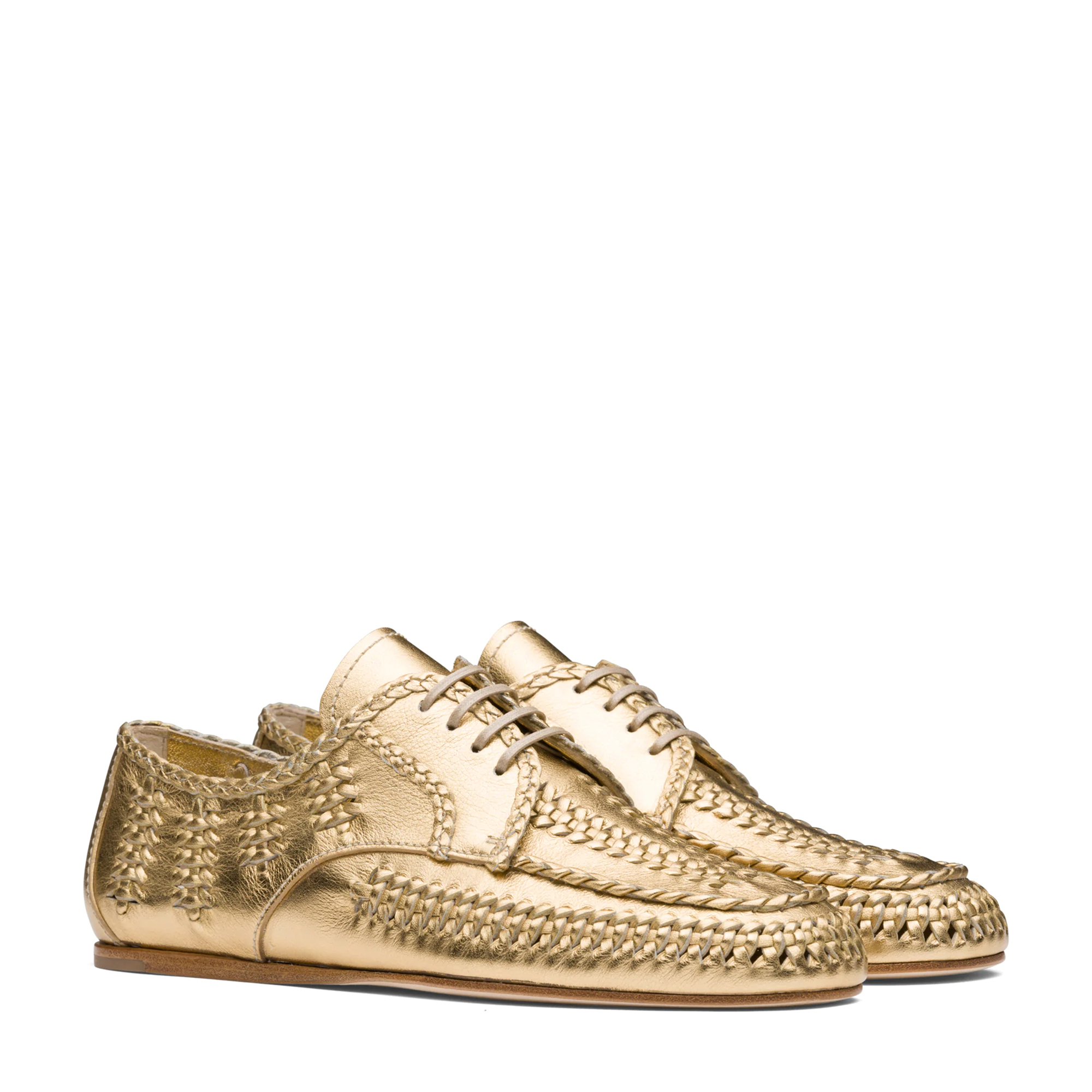 

Woven oxford shoes, Gold