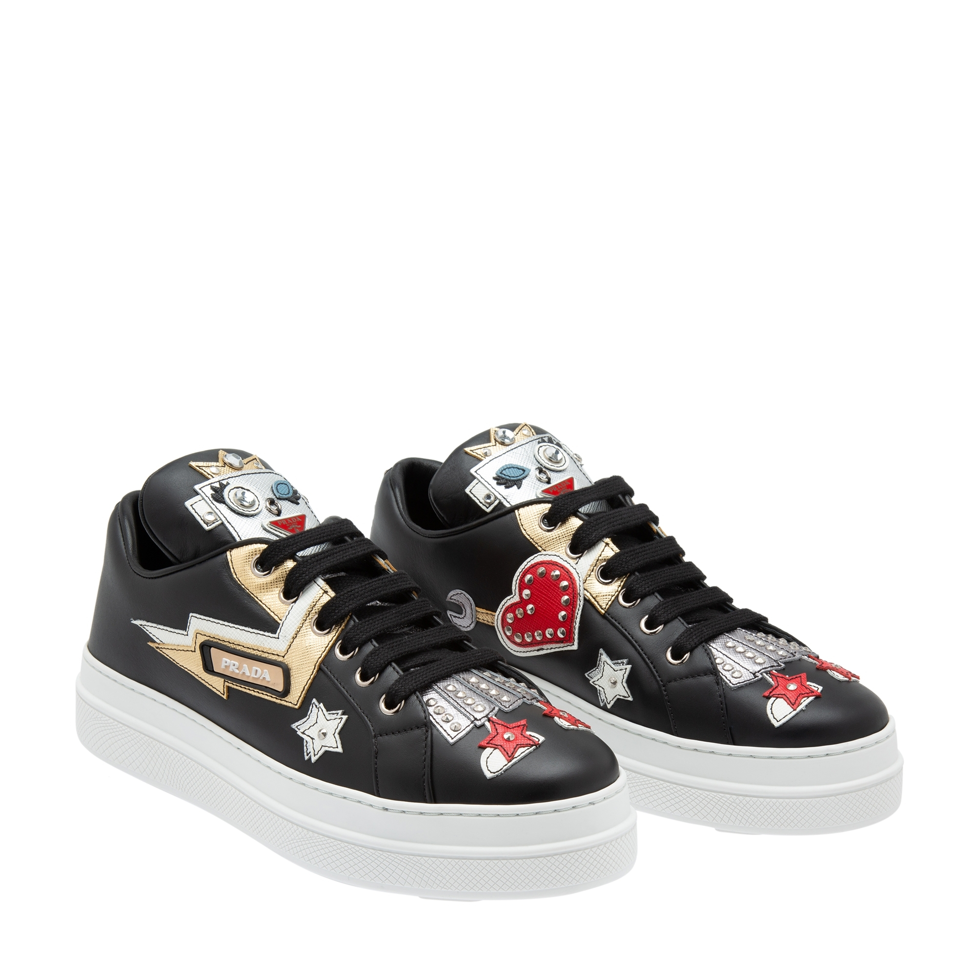 

Embellished leather sneakers, Multi-coloured