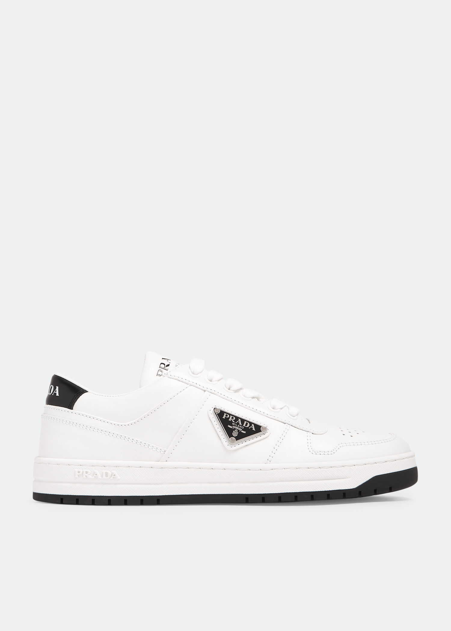 Prada Downtown perforated leather sneakers for Women White in