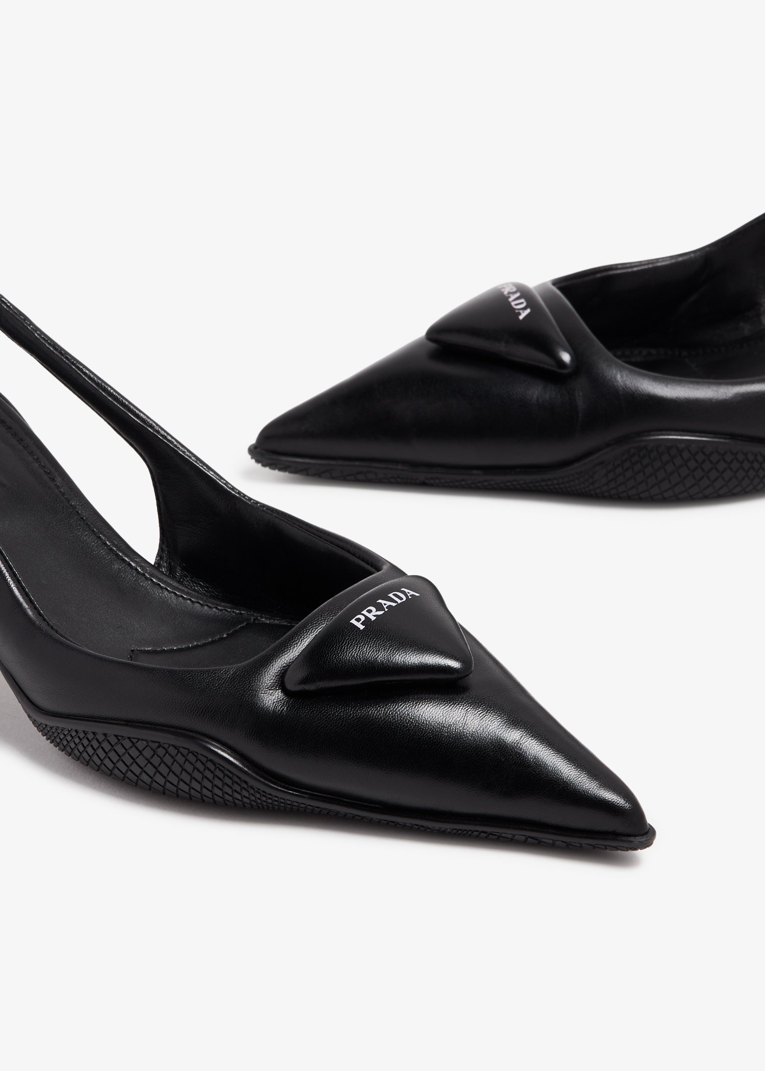 

Soft padded leather slingback pumps, Black