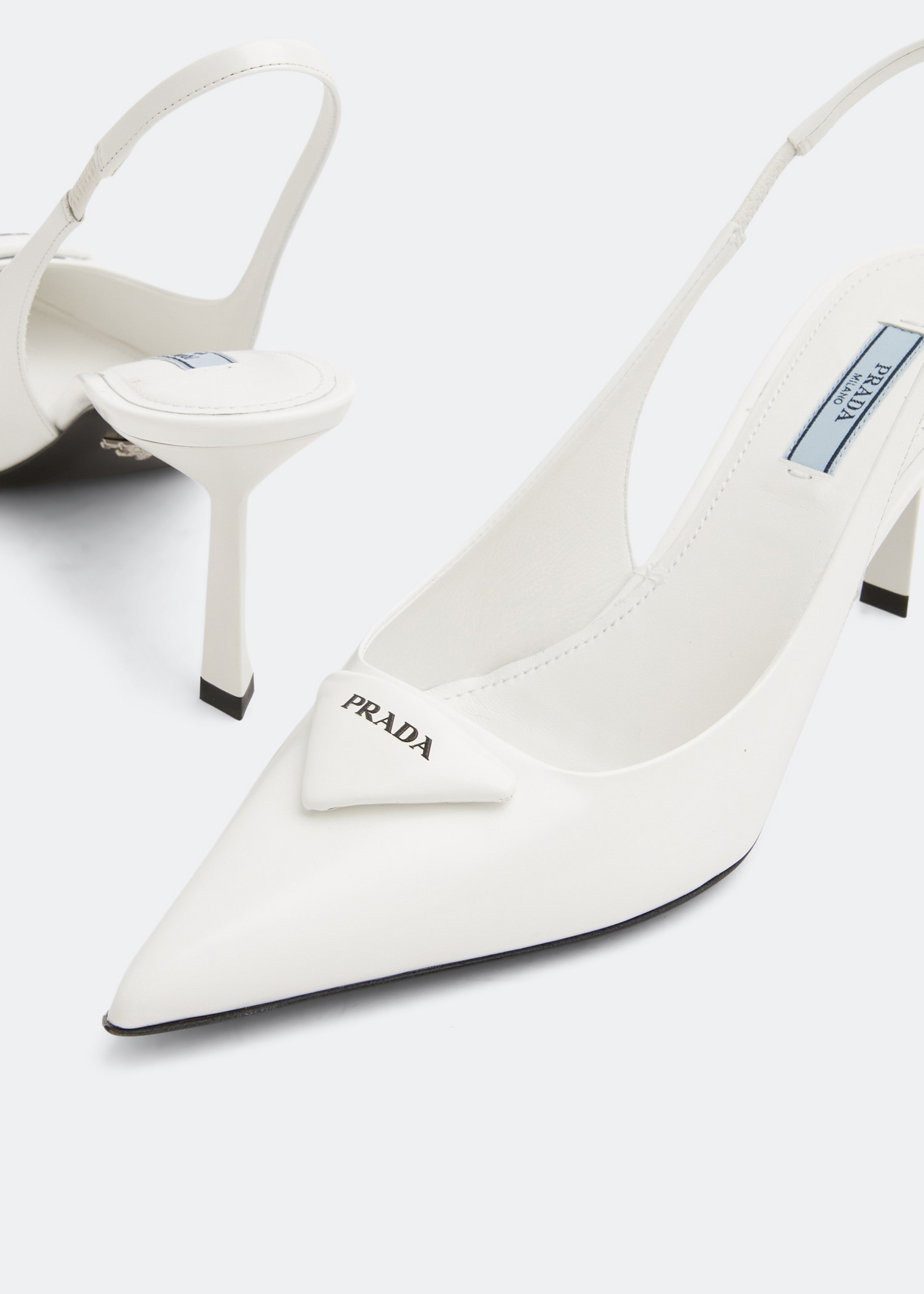 

Brushed leather slingback pumps, White