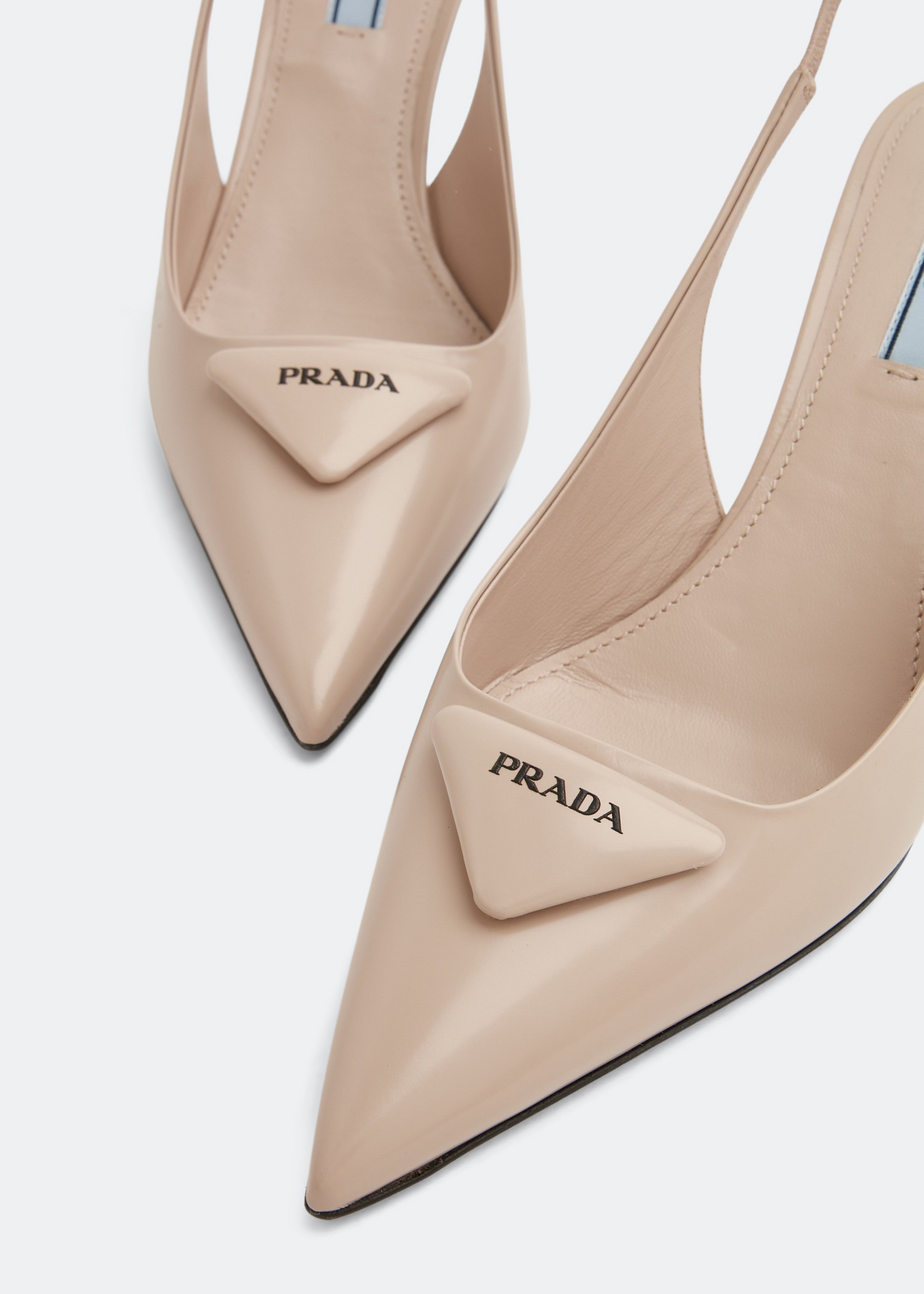 

Brushed leather slingback pumps, Beige