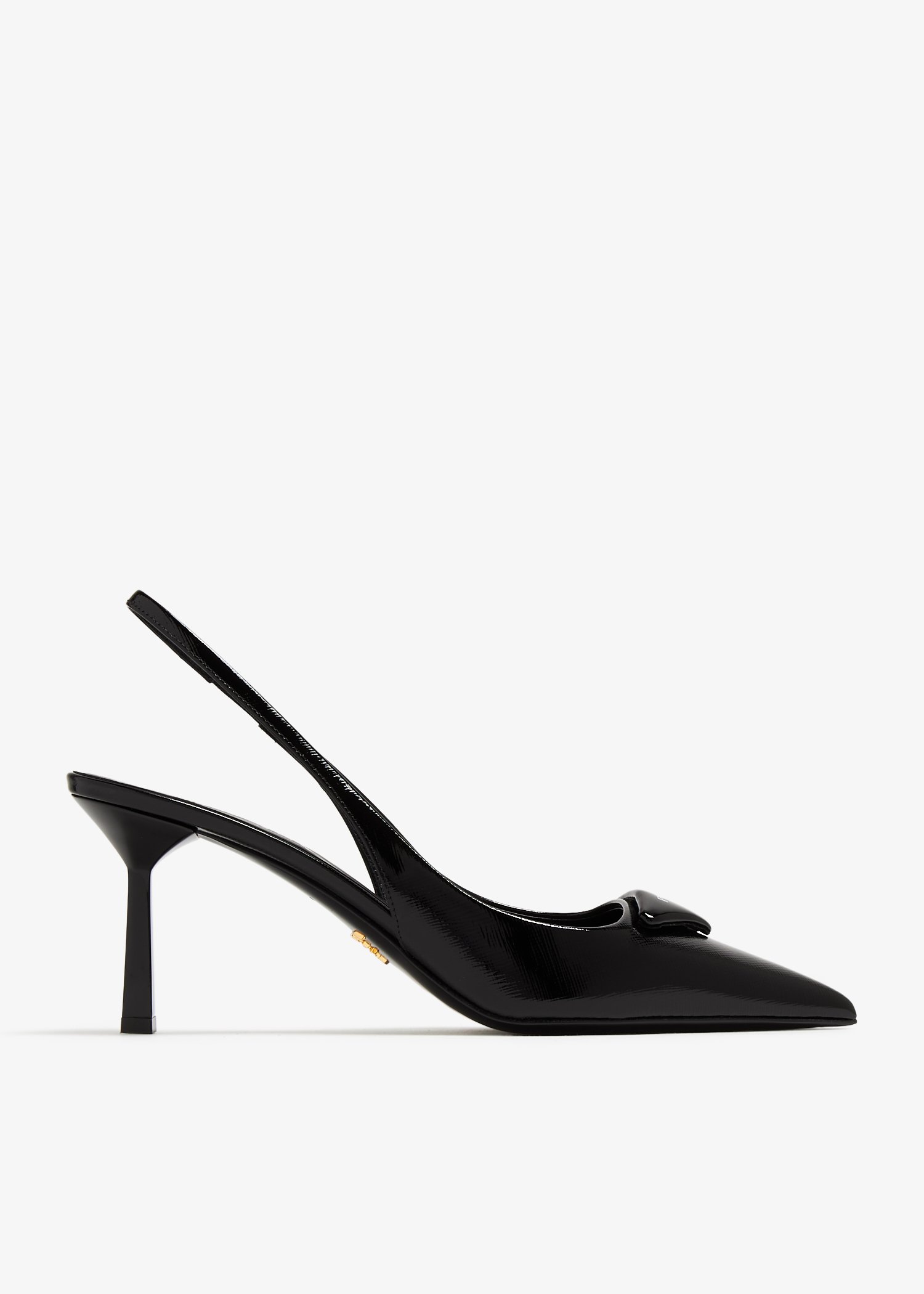 

Saffiano patent leather slingback pumps, Black