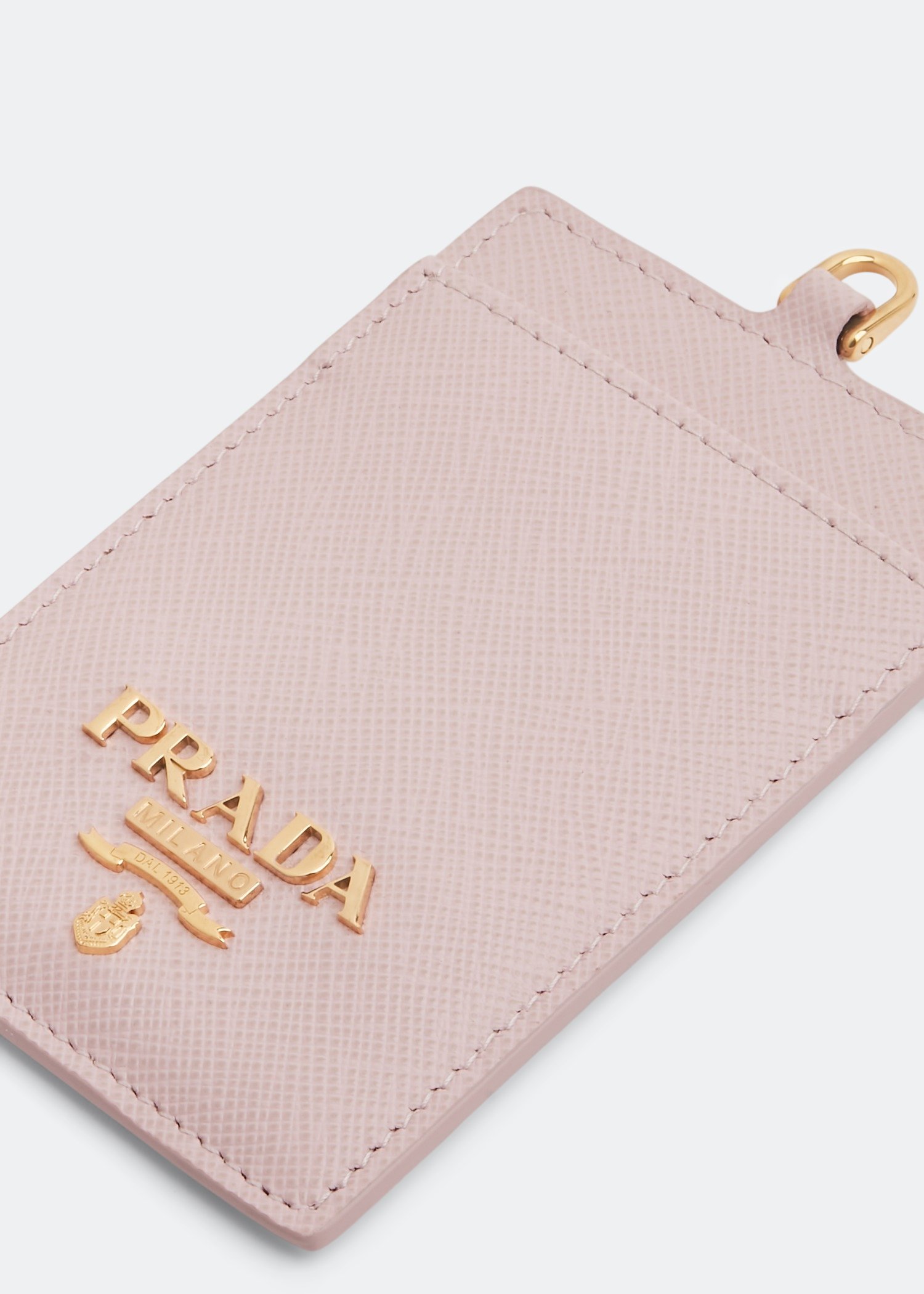 Prada Leather badge holder for Women Pink in UAE Level Shoes