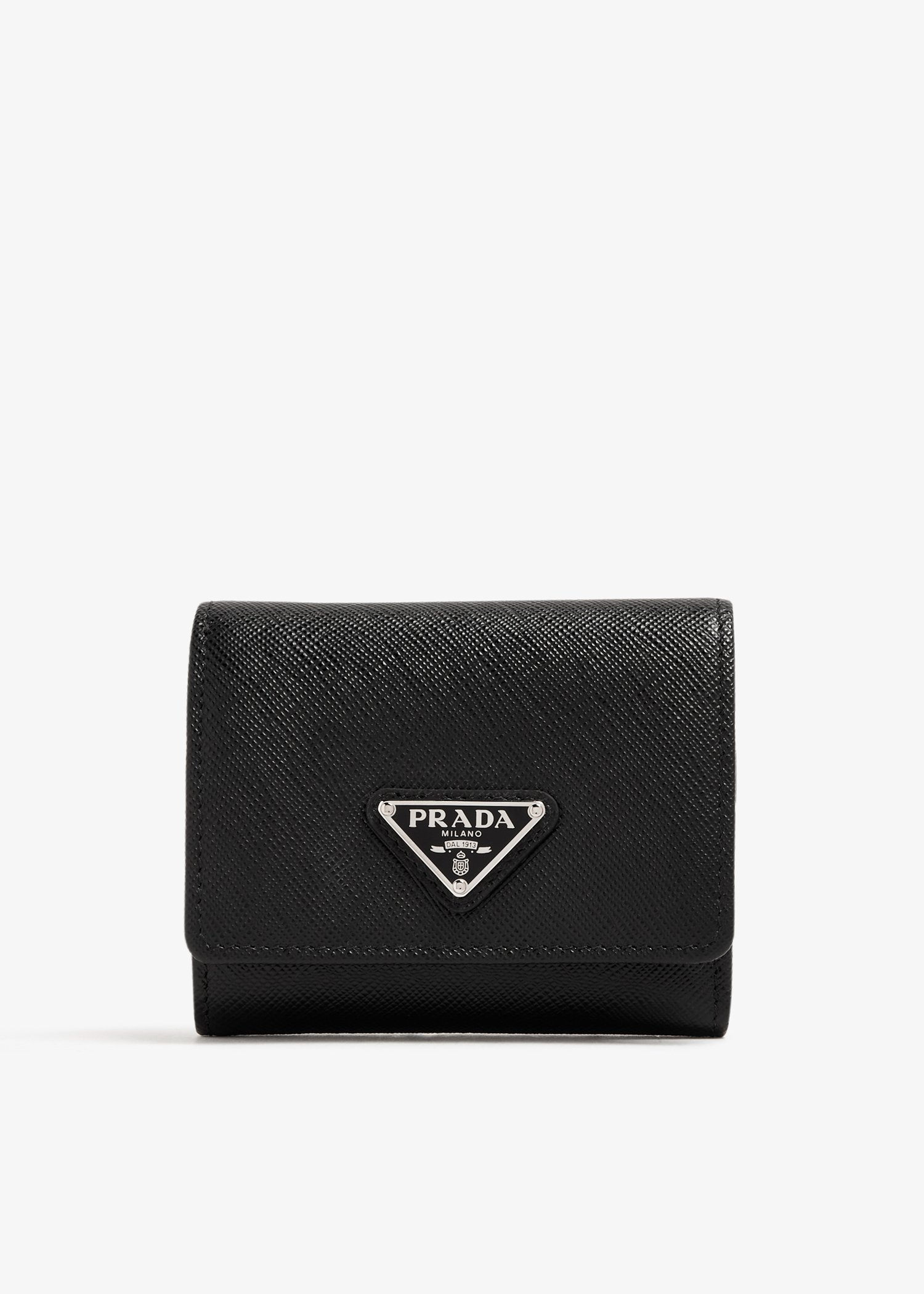 

Small Saffiano leather wallet, Black