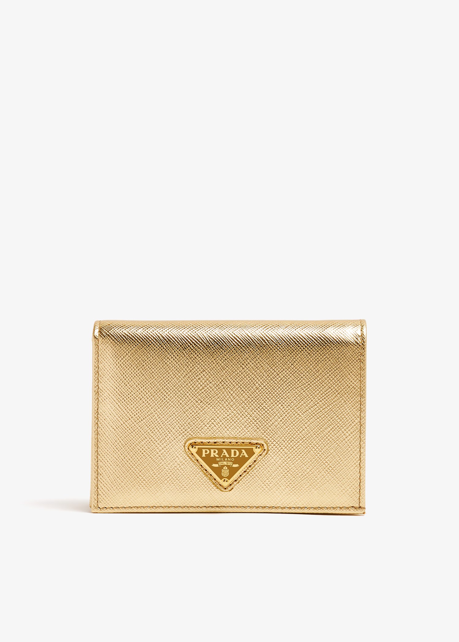 

Small Saffiano leather wallet, Gold