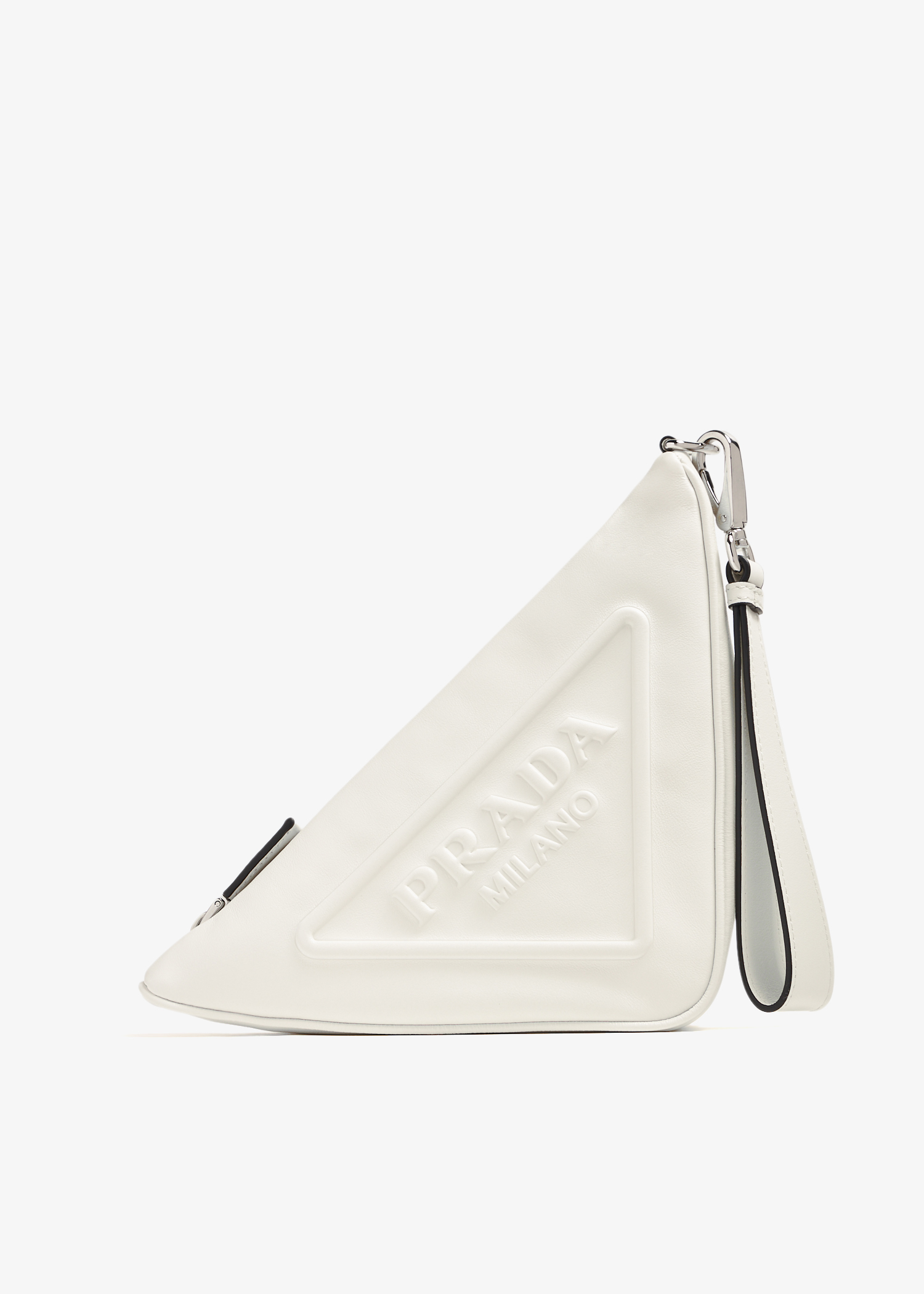 Prada Triangle leather pouch for Women White in UAE Level Shoes