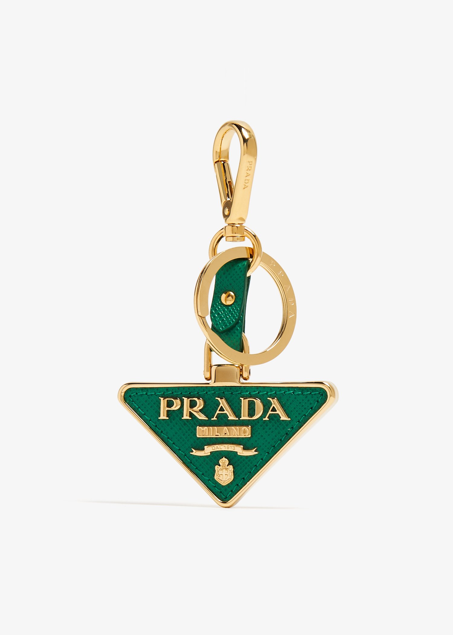 

Saffiano leather triangle keyring, Green