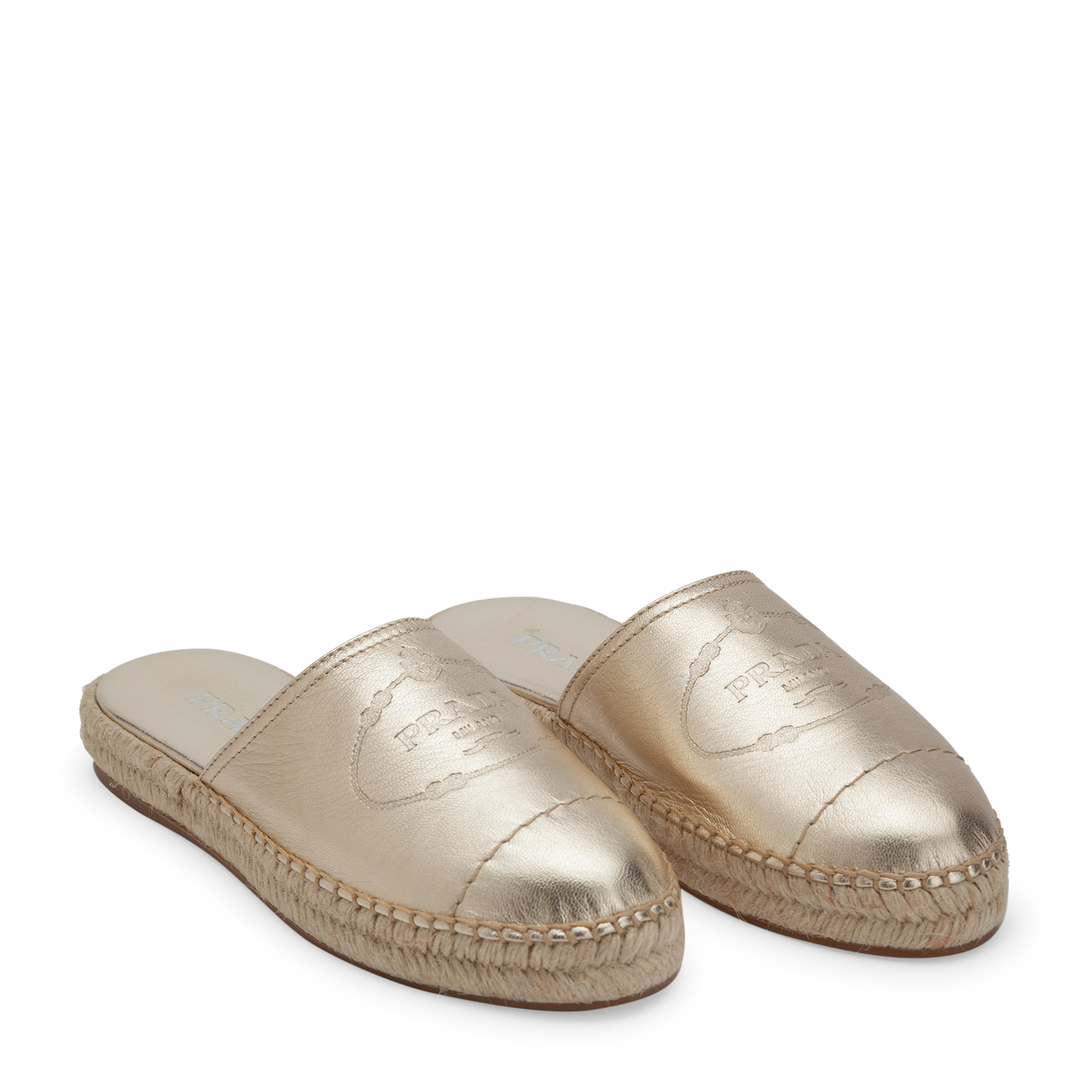 

Leather backless espadrilles, Gold