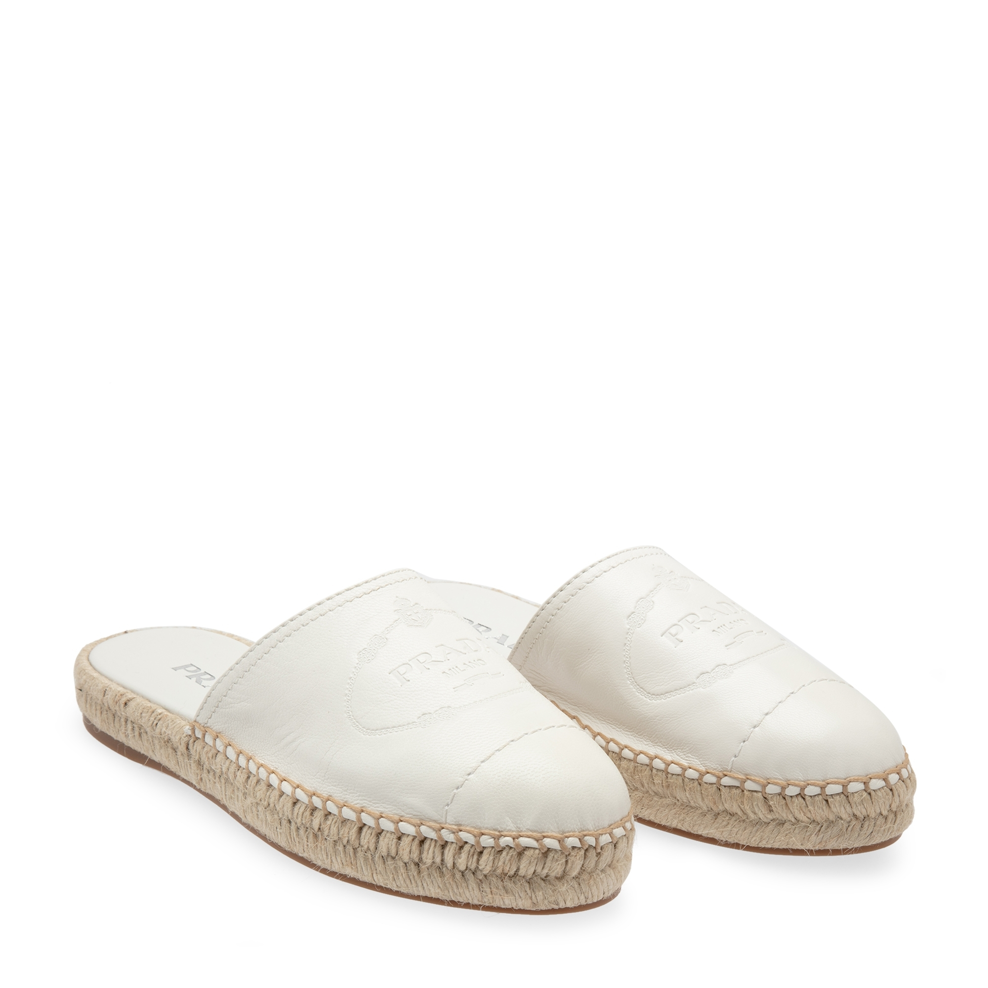 

Leather backless espadrilles, White