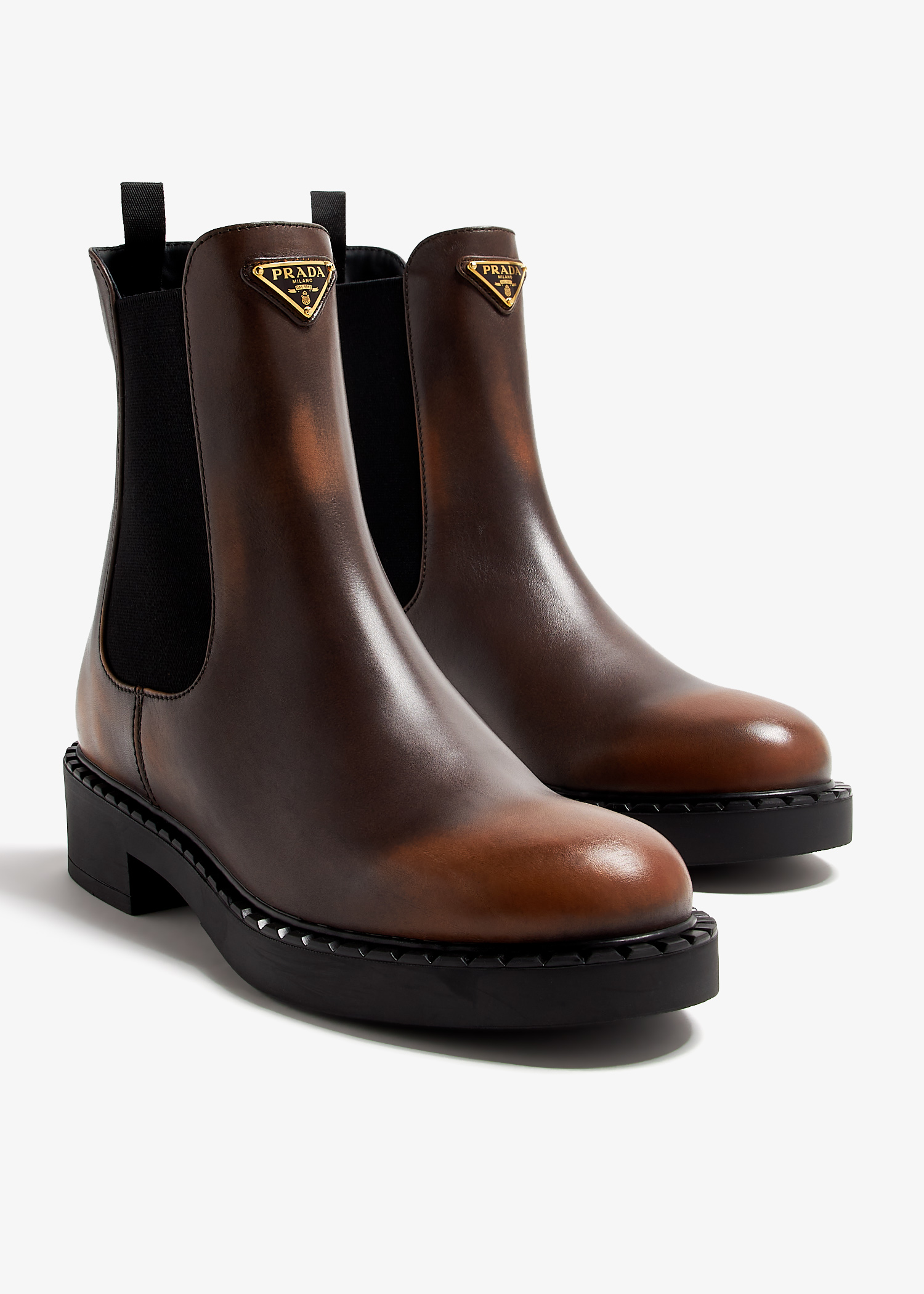 Prada Leather Chelsea boots for Women Brown in KSA Level Shoes