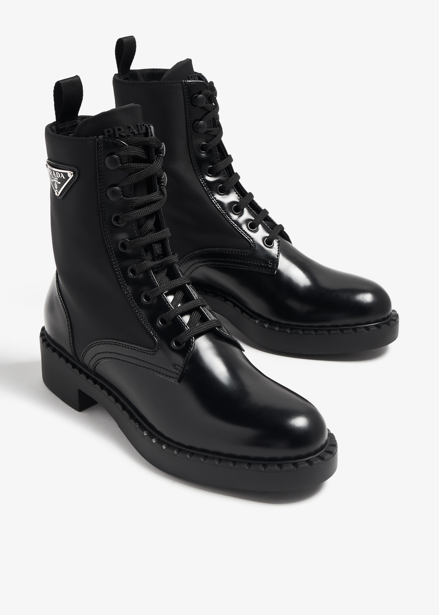 Prada Brushed-leather and Re-Nylon boots for Women - Black in KSA | Level  Shoes