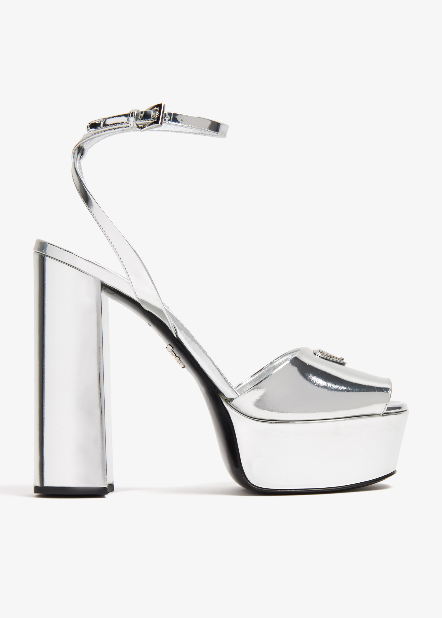 

Metallic leather platform sandals, Silver