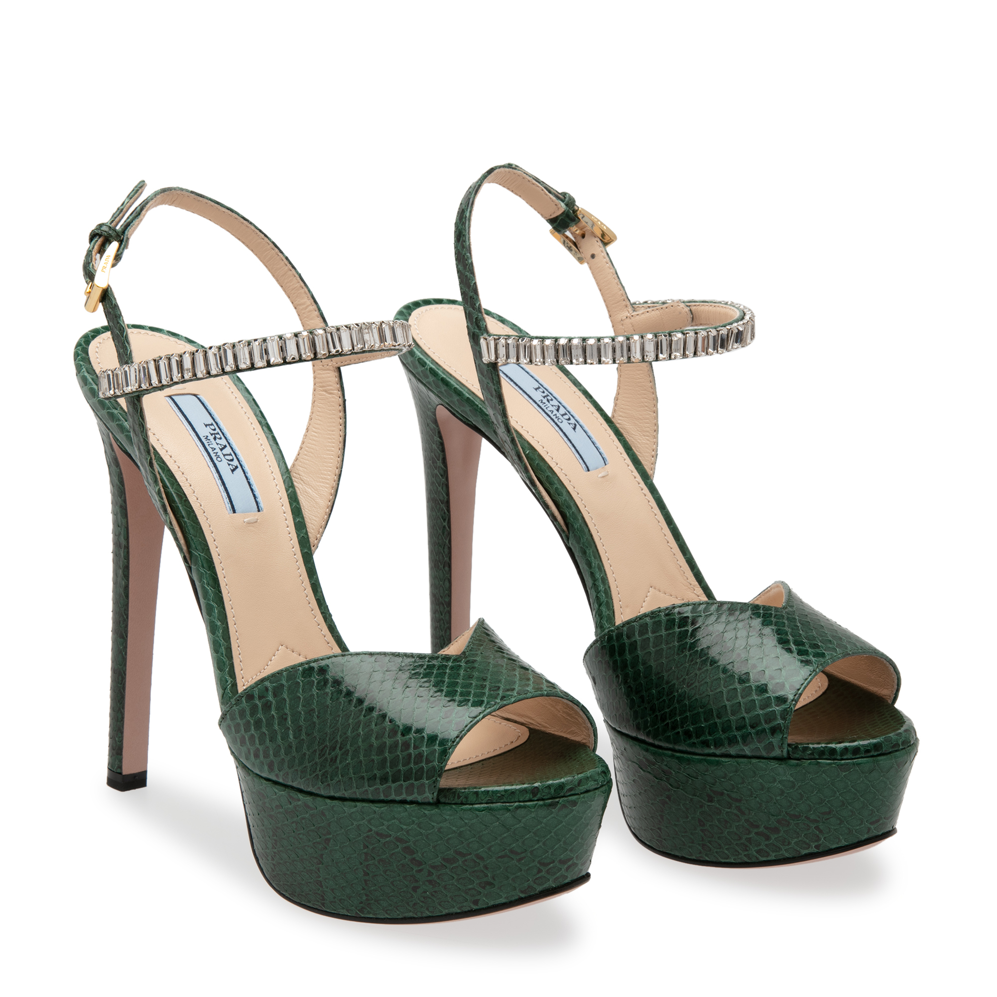 

Snakeskin platform sandals, Green