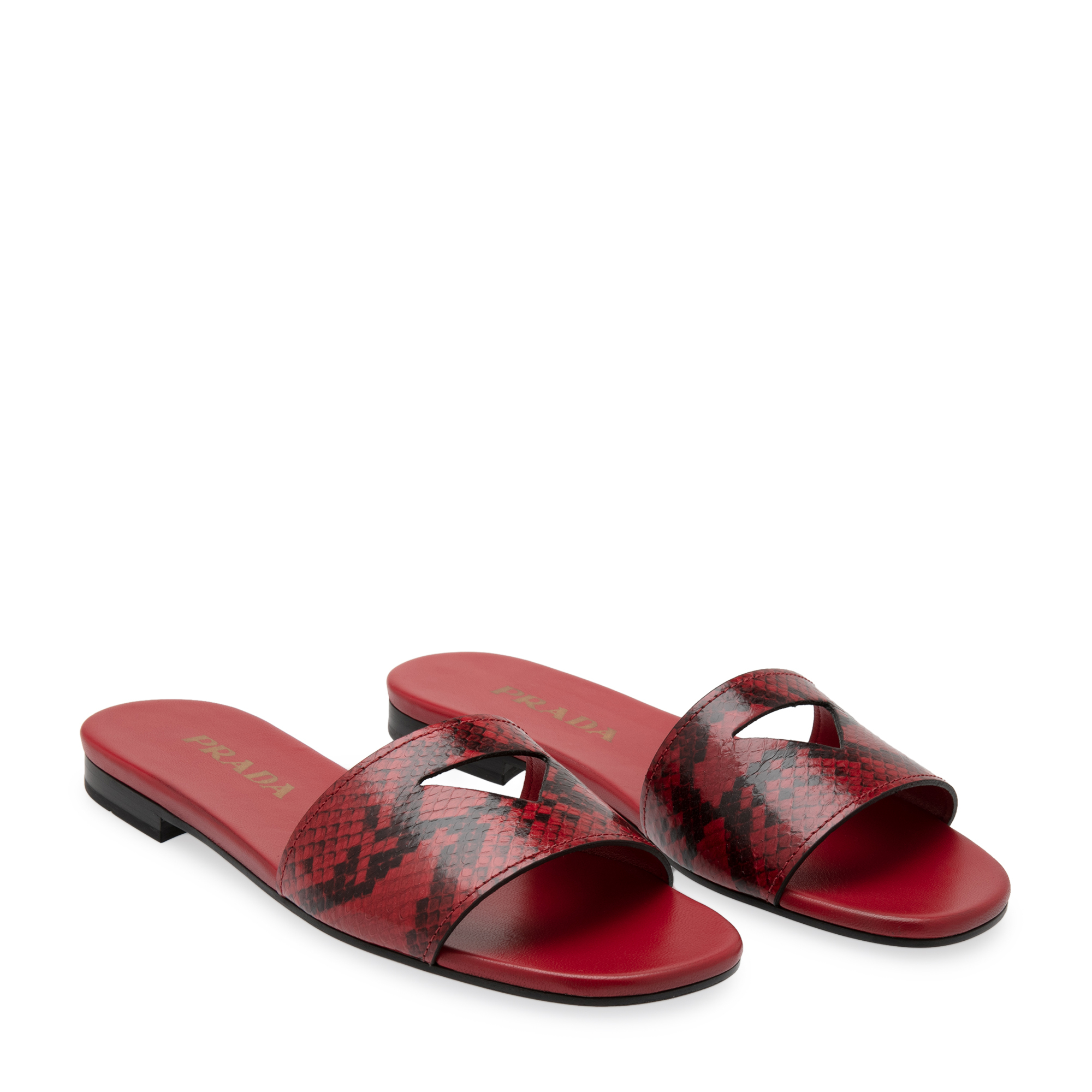 

Cut-out leather sandals, Red