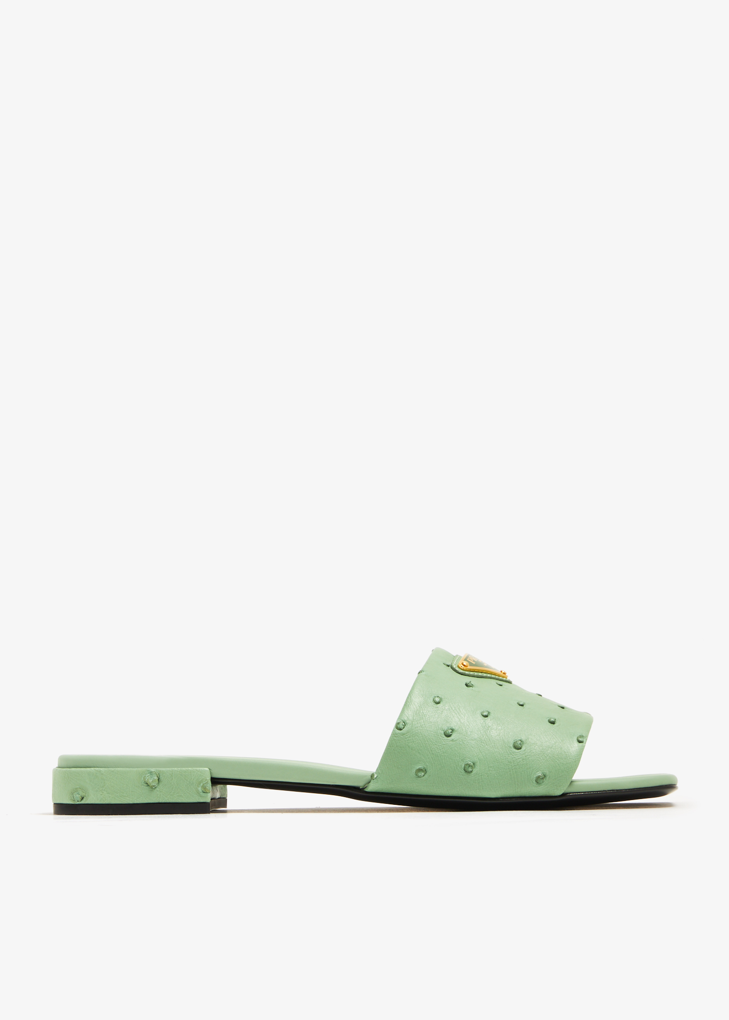 

Ostrich leather slides, Green