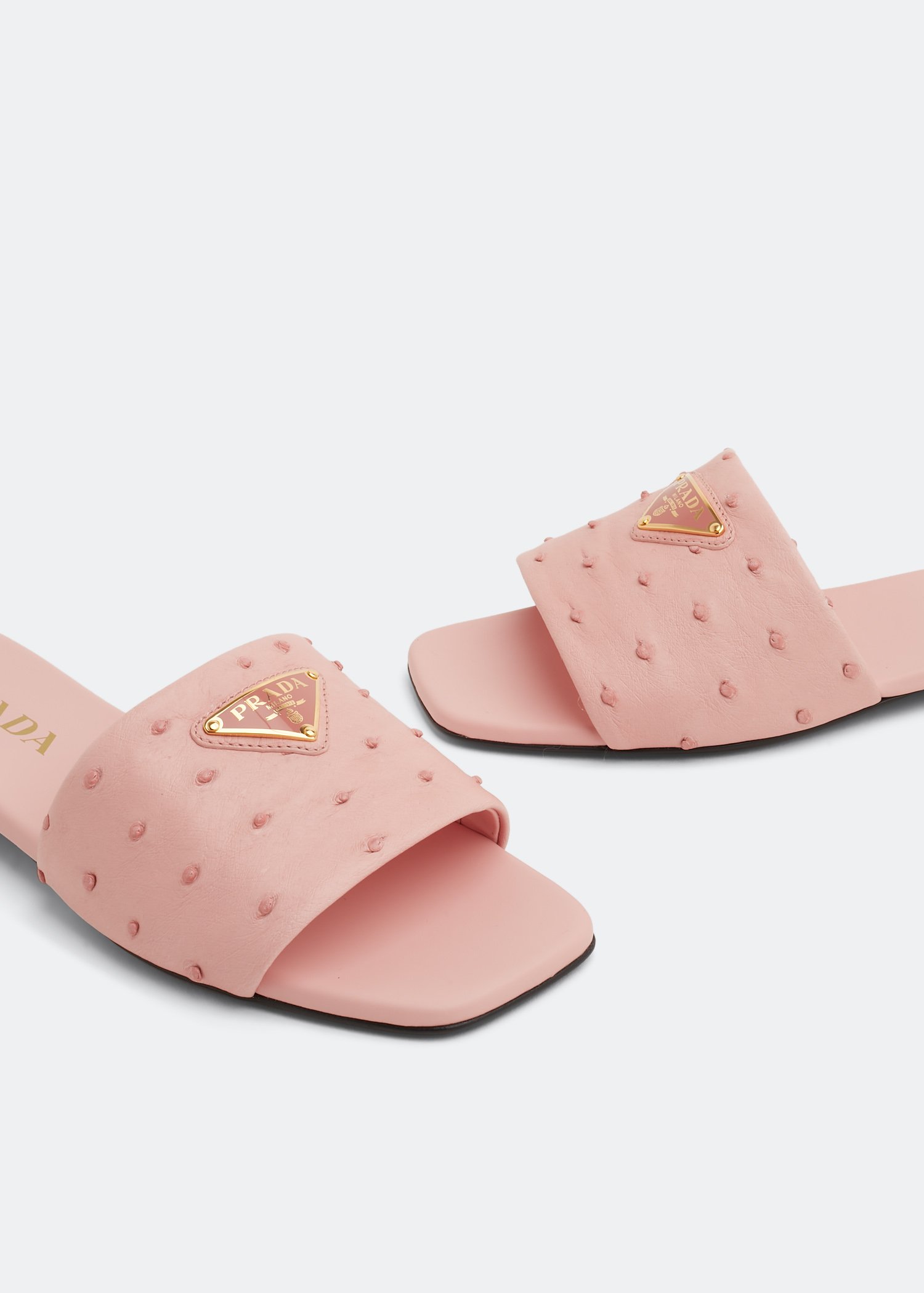 

Ostrich leather slides, Pink