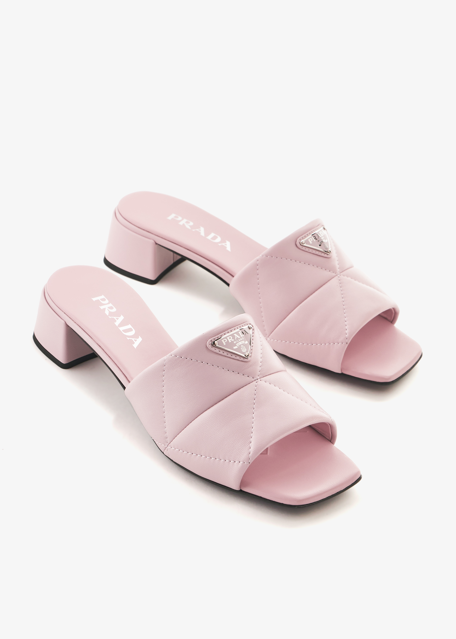 Prada Quilted nappa leather slide sandals for Women Pink in UAE